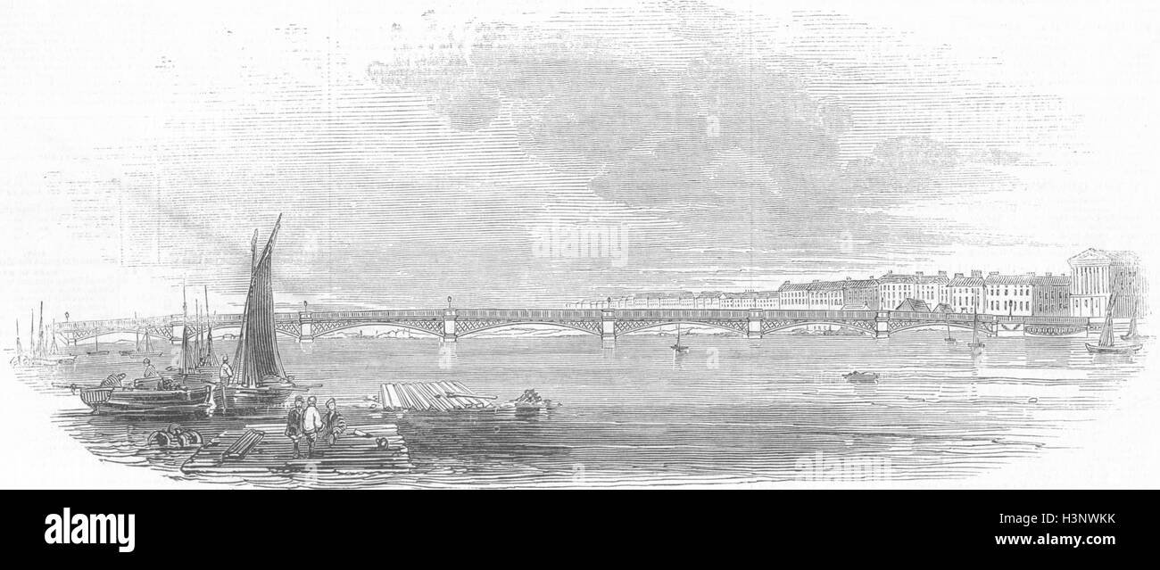 Russlands neue Brücke in St. Petersburg 1845. Illustrierte London News Stockfoto