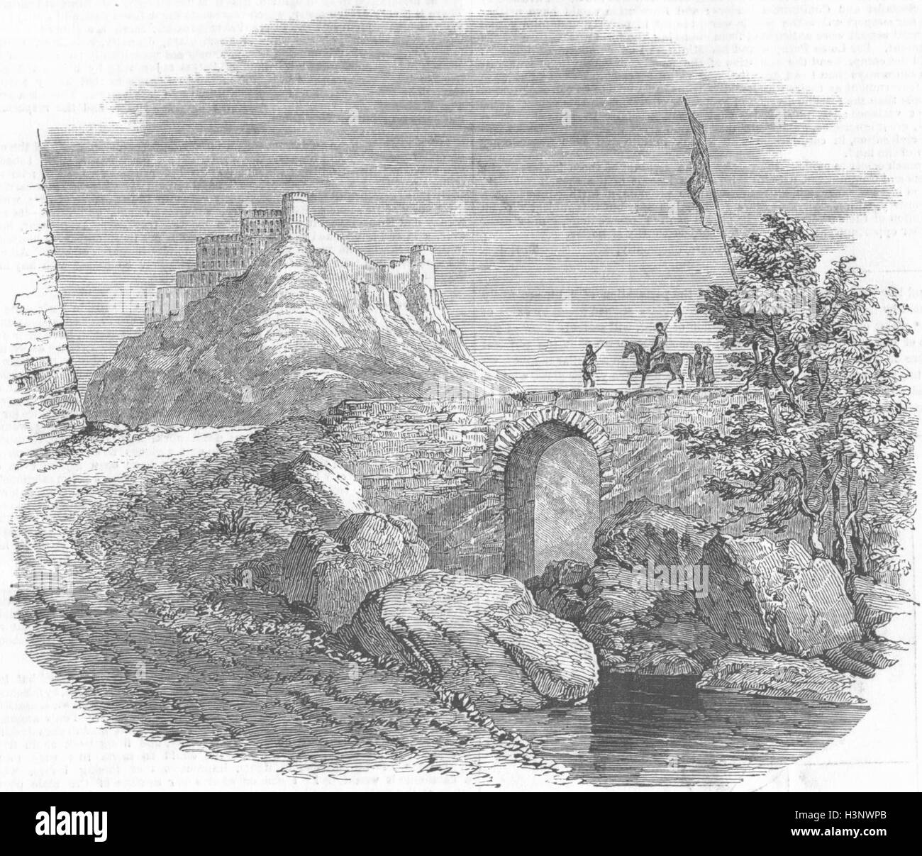 PAKISTAN Ft Attock links Bank Indus 1849. Illustrierte London News Stockfoto