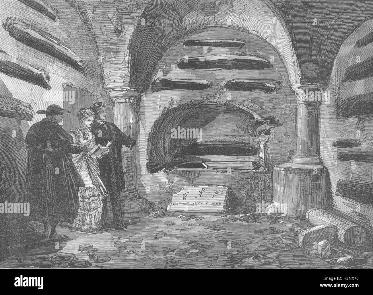 Rom Arkosols, Katakomben von St. Calixtus 1872. Illustrierte London ...