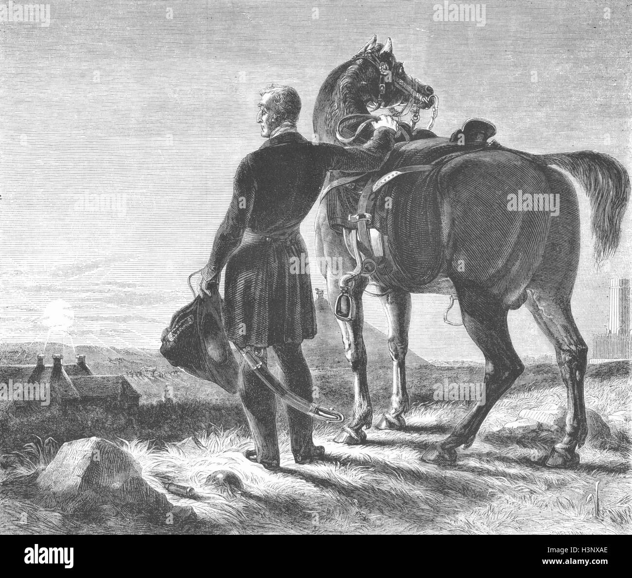 Belgien Duke Wellington und sein Pferd, 20 Jahre nach Waterloo 1852. Illustrierte London News Stockfoto
