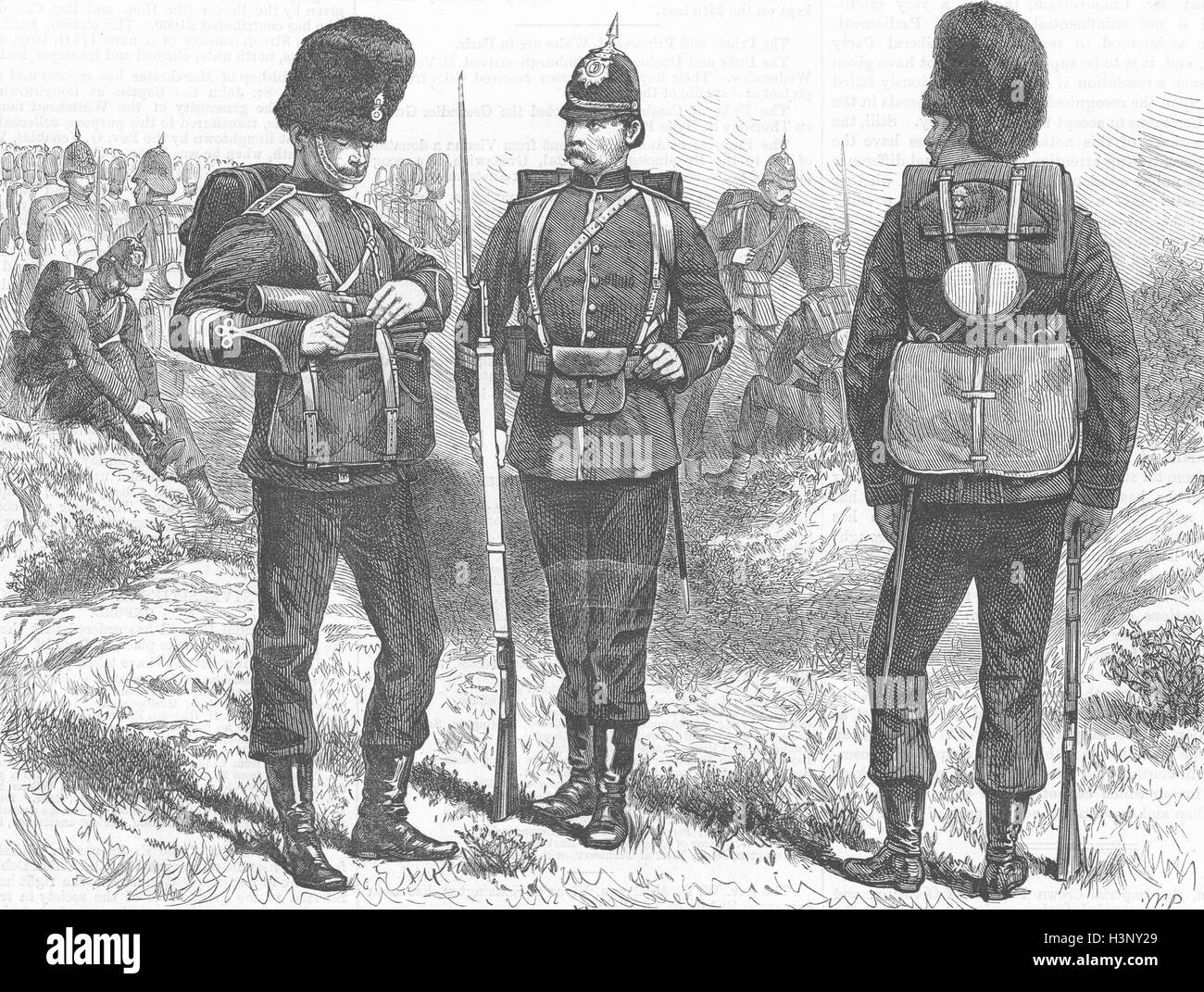 MILITARIA-Oliver Magazine-Zubehör für Truppen 1878. Illustrierte London News Stockfoto