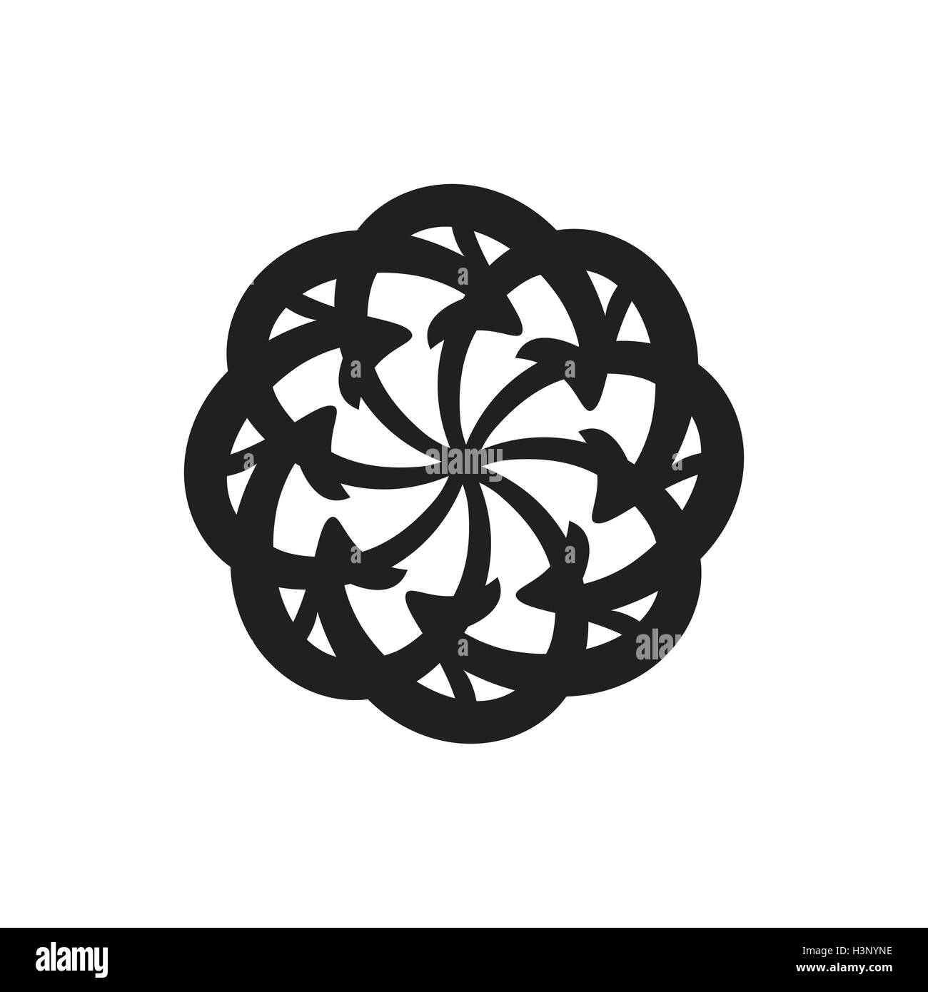 Zyklus Vektorpfeile Kreis Diagramm auf weißem Hintergrund Stock Vektor