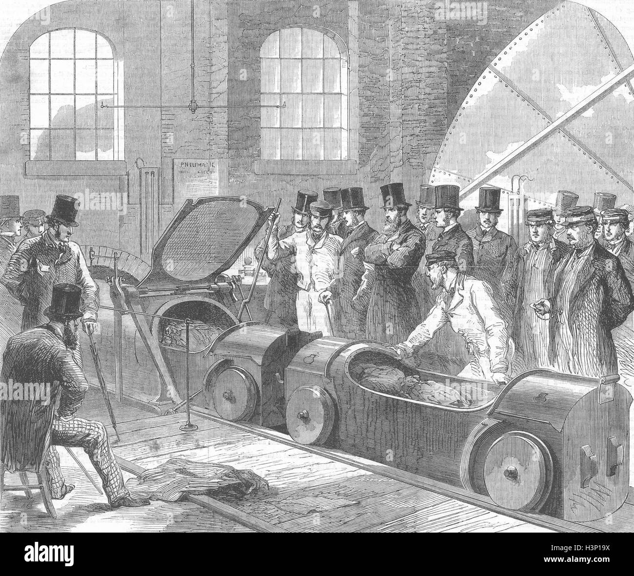 EUSTON Versand Rohrpost, Eversholt St 1863. Illustrierte London News Stockfoto