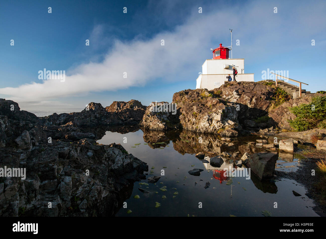 Amphitrite Point Lighthouse - Ucluelet, Vancouver Island, British Columbia, Kanada Stockfoto