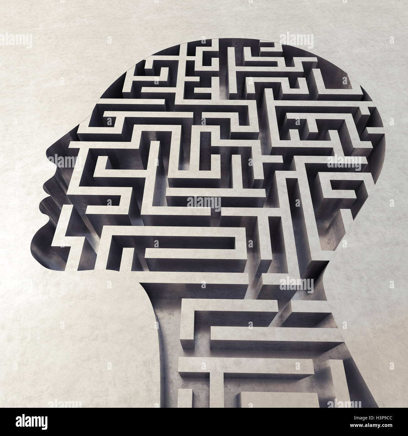 Labyrinth in den Kopf. 3D Rendering Stockfoto