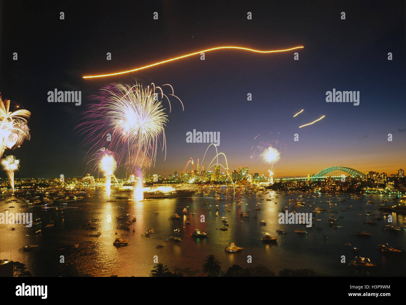 Bicentennial Naval Salute Feuerwerk 1988, Stockfoto