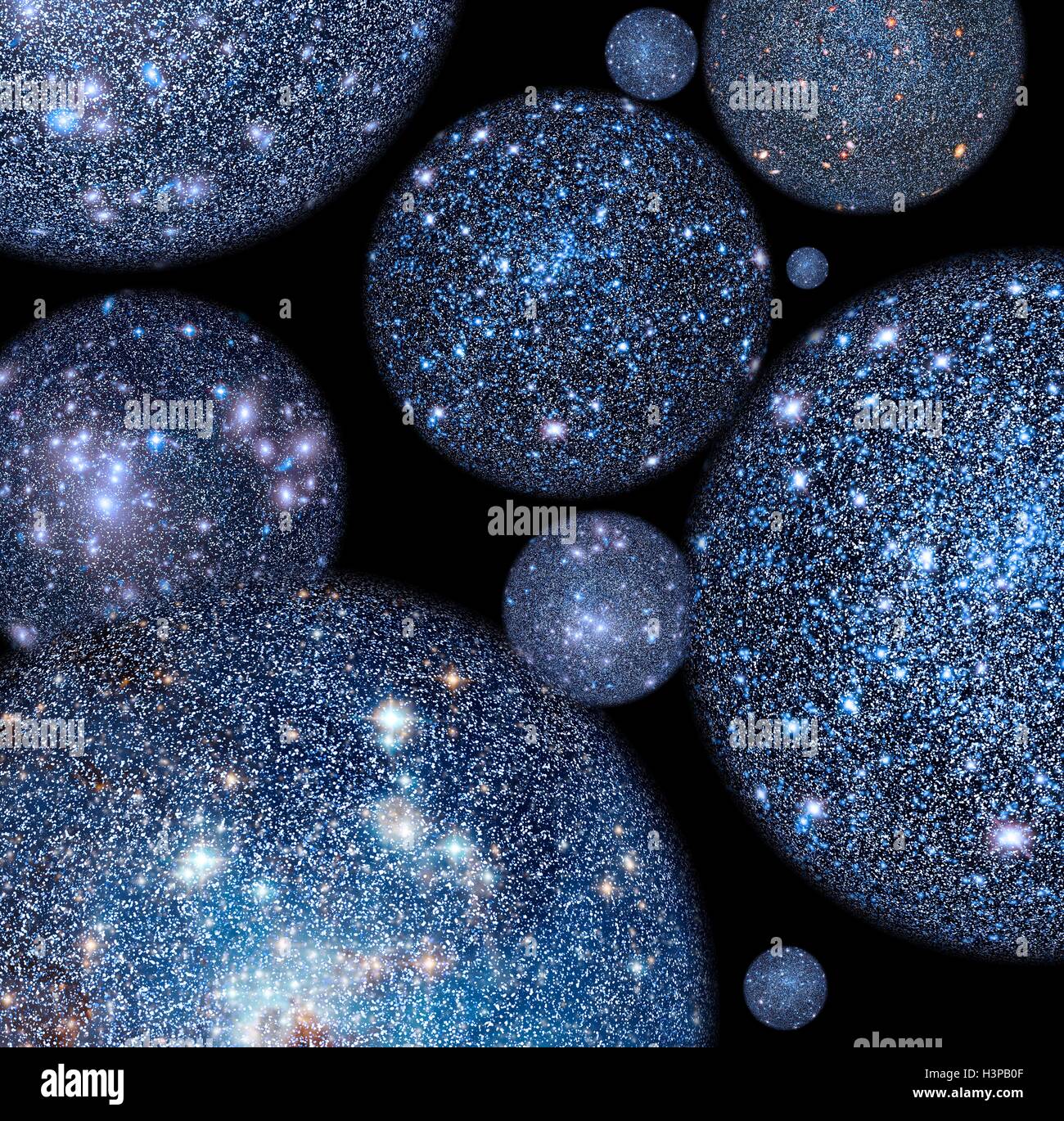 Blaue Kreise Multiversum Theorie Illustration Zu Abstrahieren Stockfotografie Alamy