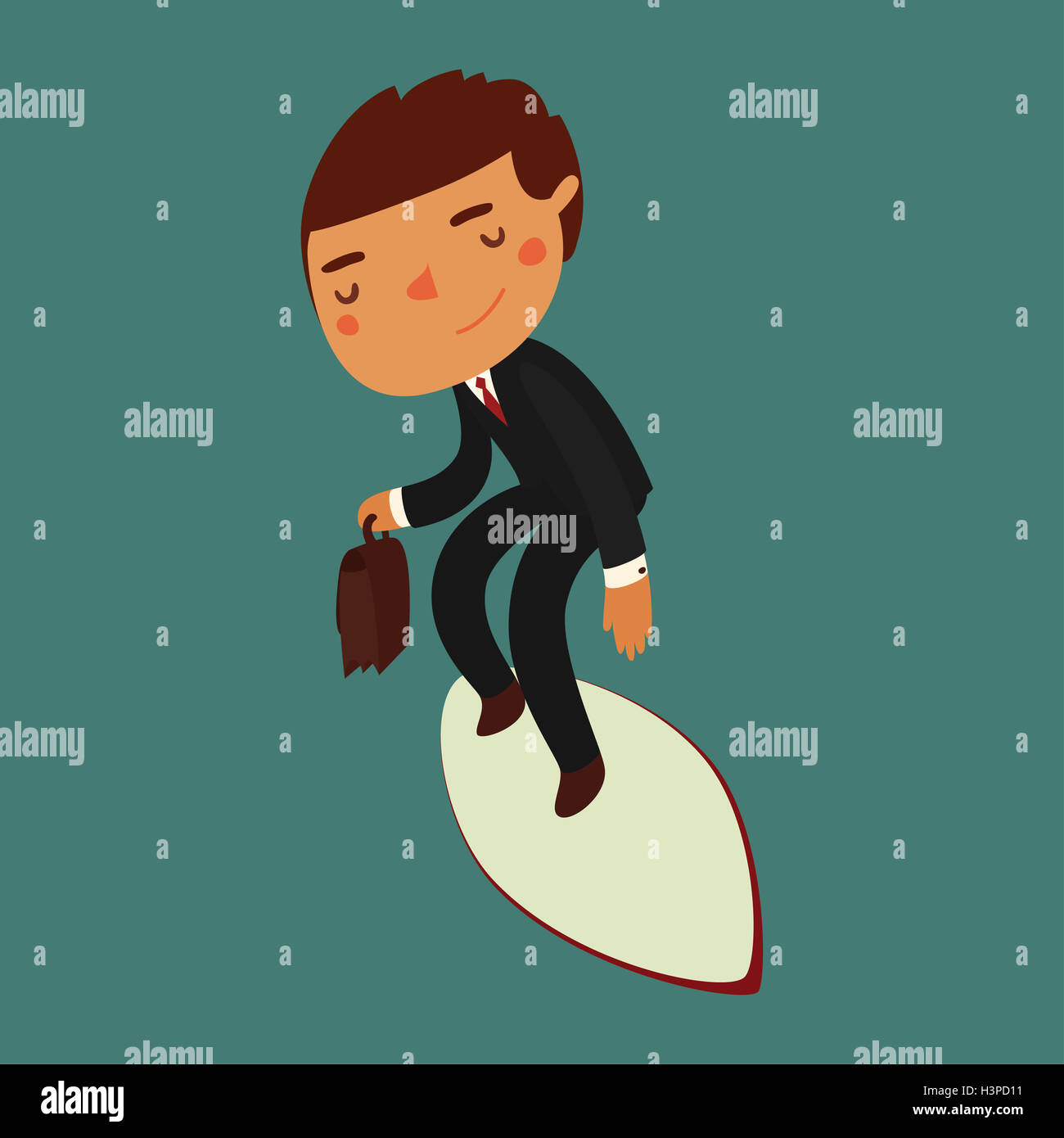 Geschäftsmann, Surfen. Urlaub-Charakter. Vektor-illustration Stockfoto