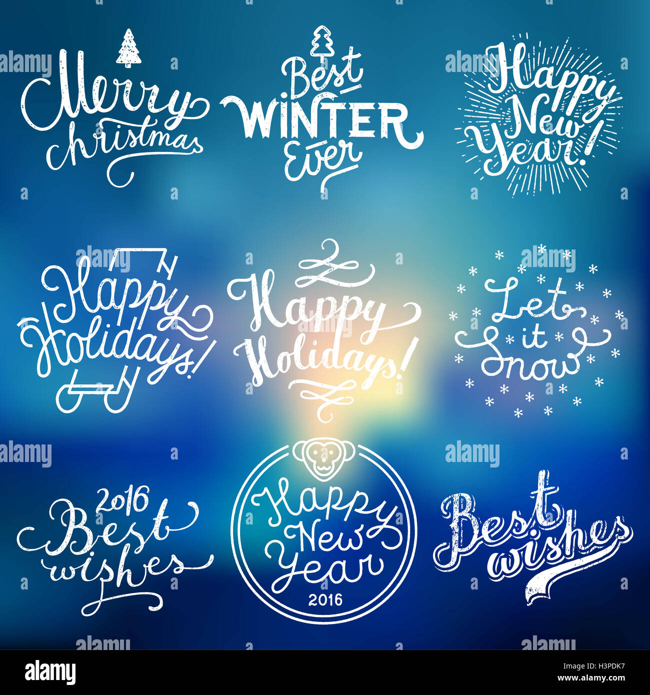 Weihnachten-Kalligraphie-Label festgelegt. Neujahr-Handschrift-Vektor