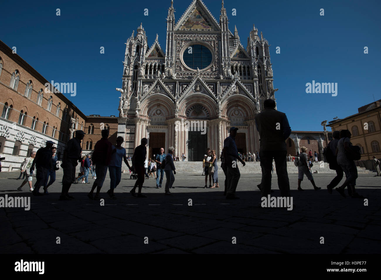 Siena, Toskana, Italien. September 2016 der Dom oder Dom, Außenansicht. Stockfoto