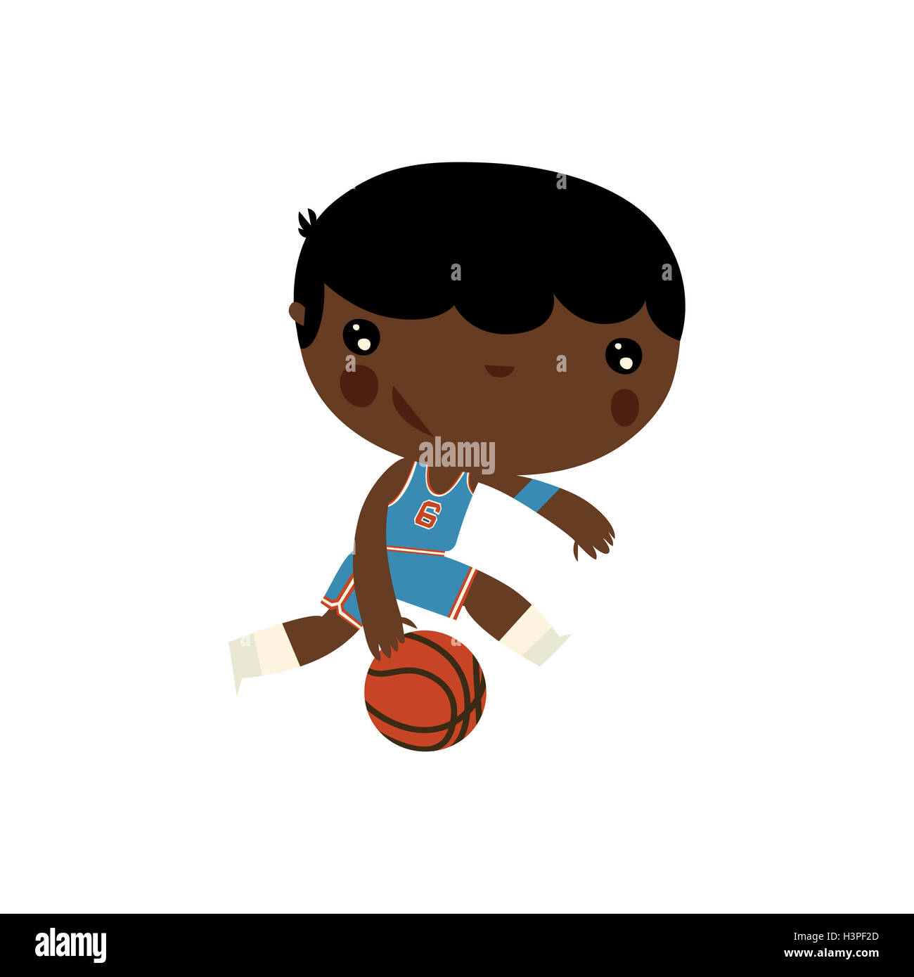 schwarzen Basketball jungen Charakter. niedlichen flach Cartoon Charakter. Stockfoto