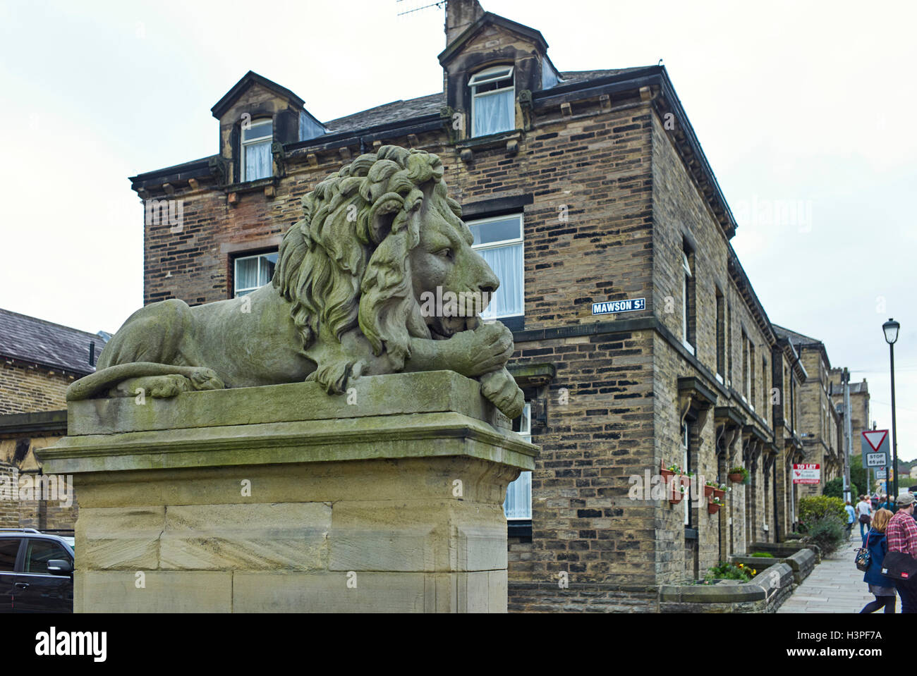 Löwen in Saltaire Stadt Stockfoto