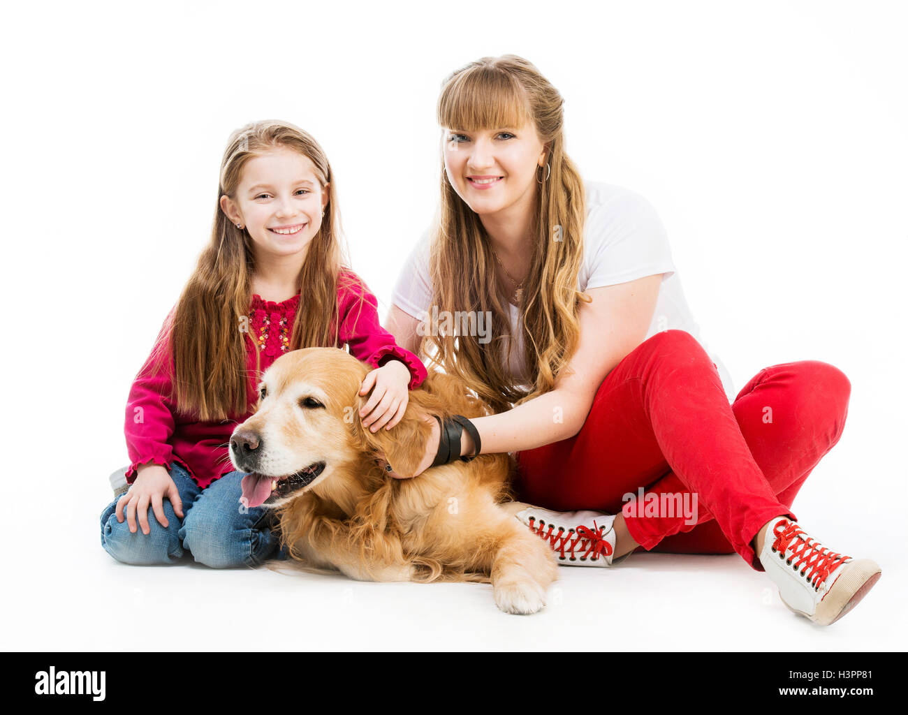 Retriever und Mädchen Stockfoto