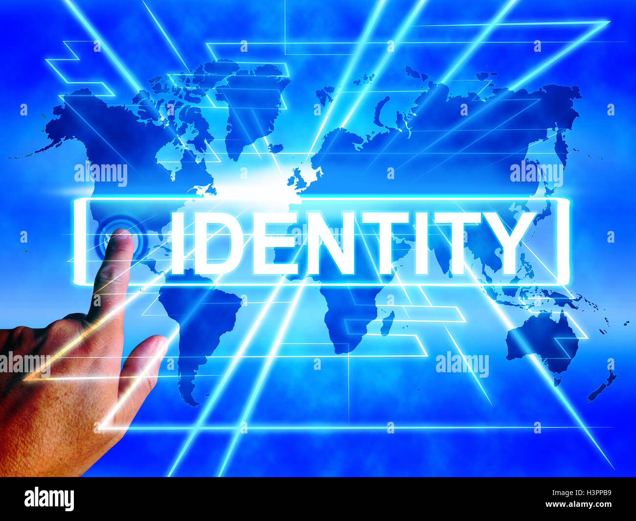 Identität Karte zeigt Internet oder internationale Identifikation o Stockfoto