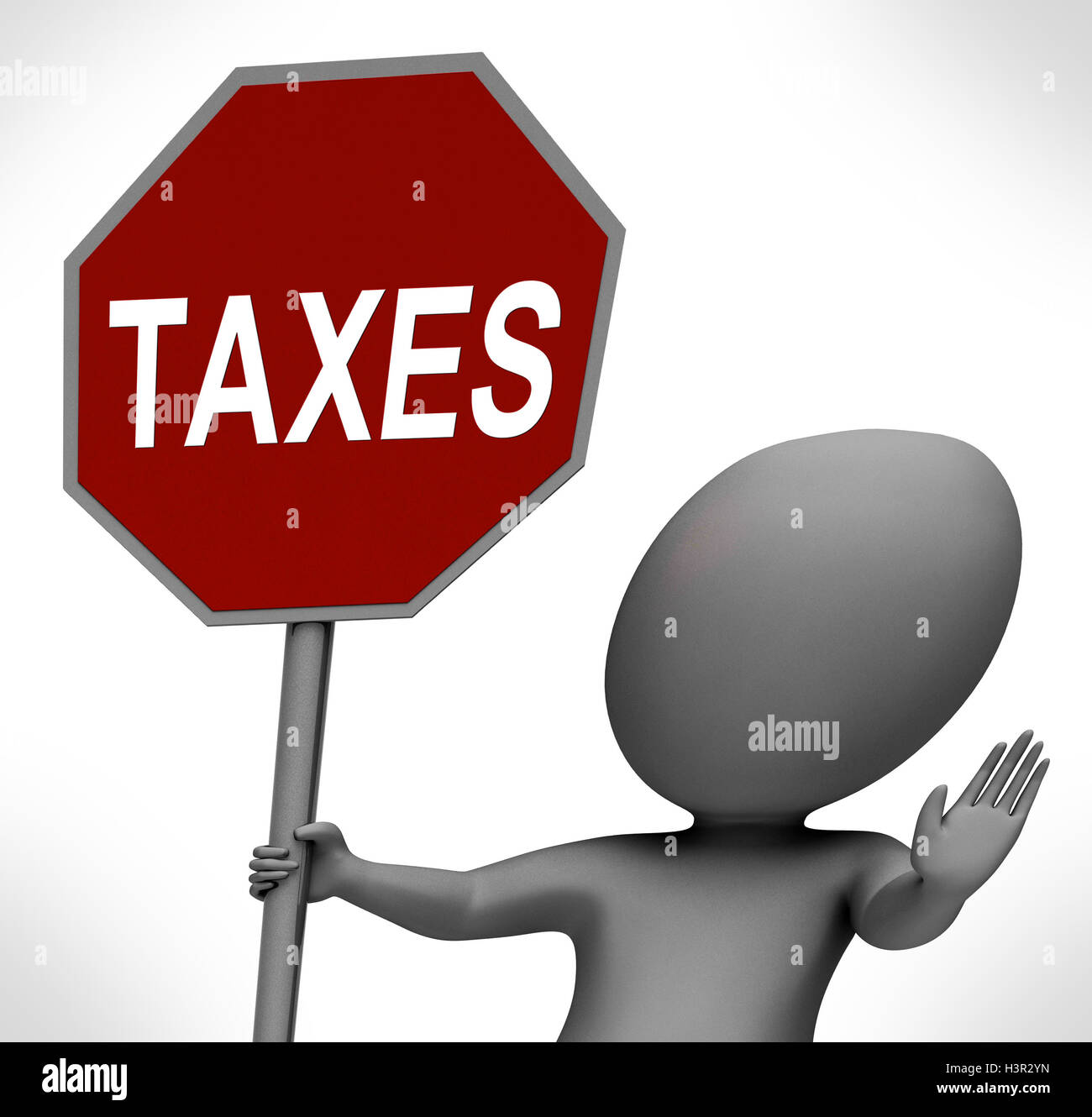 Steuern rote Stoppschild bedeutet stoppen Steuer harte Arbeit Stockfoto