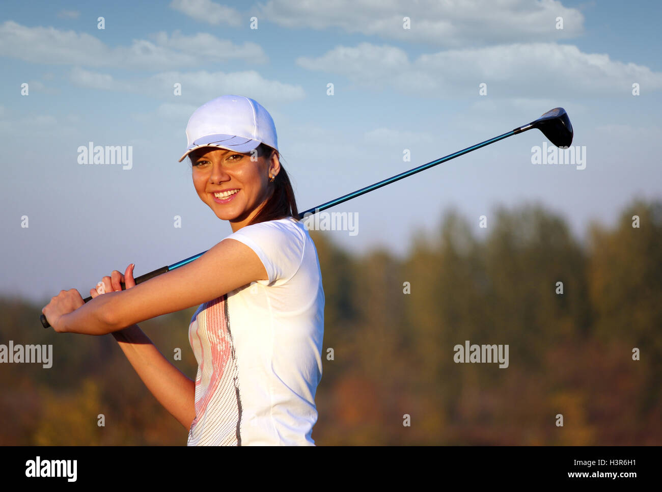 Schöne Mädchen Golf Spieler portrait Stockfoto