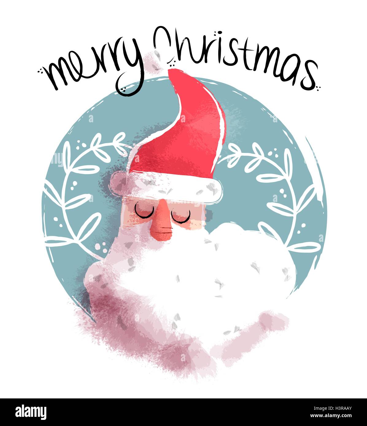 Niedliche handgezeichnete Abbildung Weihnachten Weihnachtsmann Gesicht auf ornamentale Dekoration Hintergrund. EPS10 Vektor. Stock Vektor