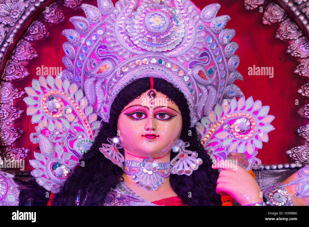 Göttin Durga in Nahaufnahme sehen Stockfoto