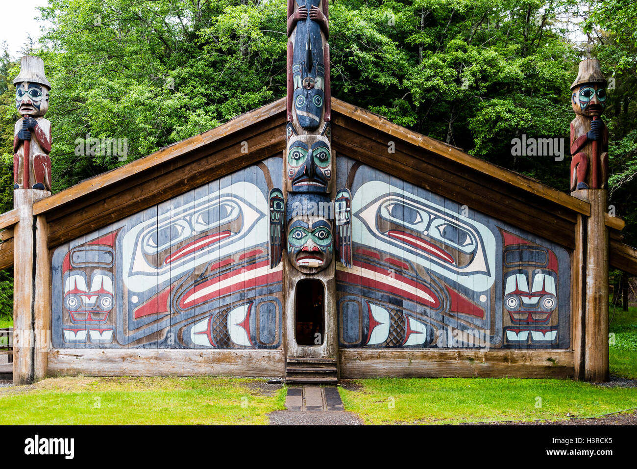 Alten Inuit Totem Lodge in Alaska Stockfoto