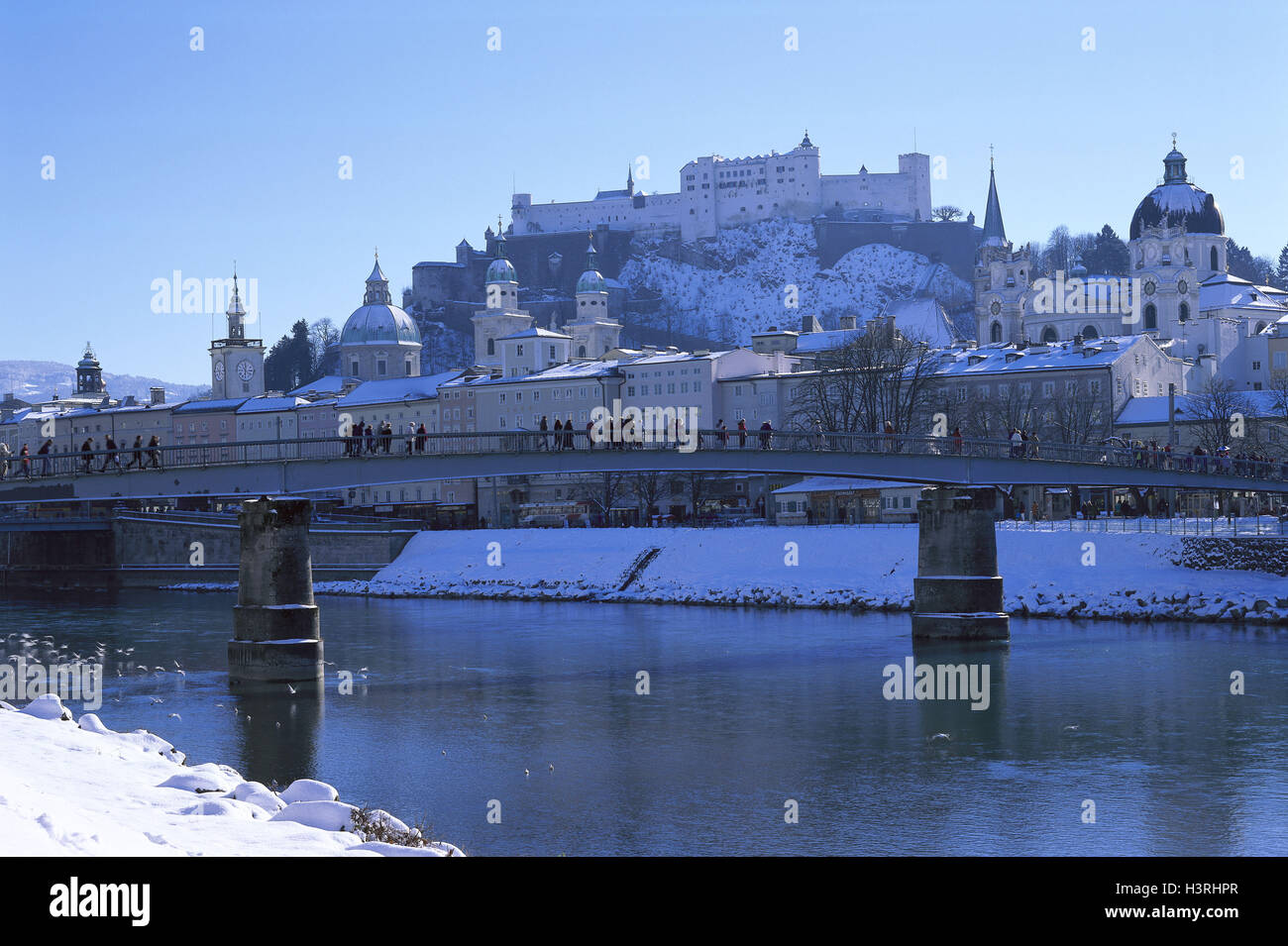 Österreich, Salzburg, Blick auf die Stadt, hochfeste, Winter, Stockfoto