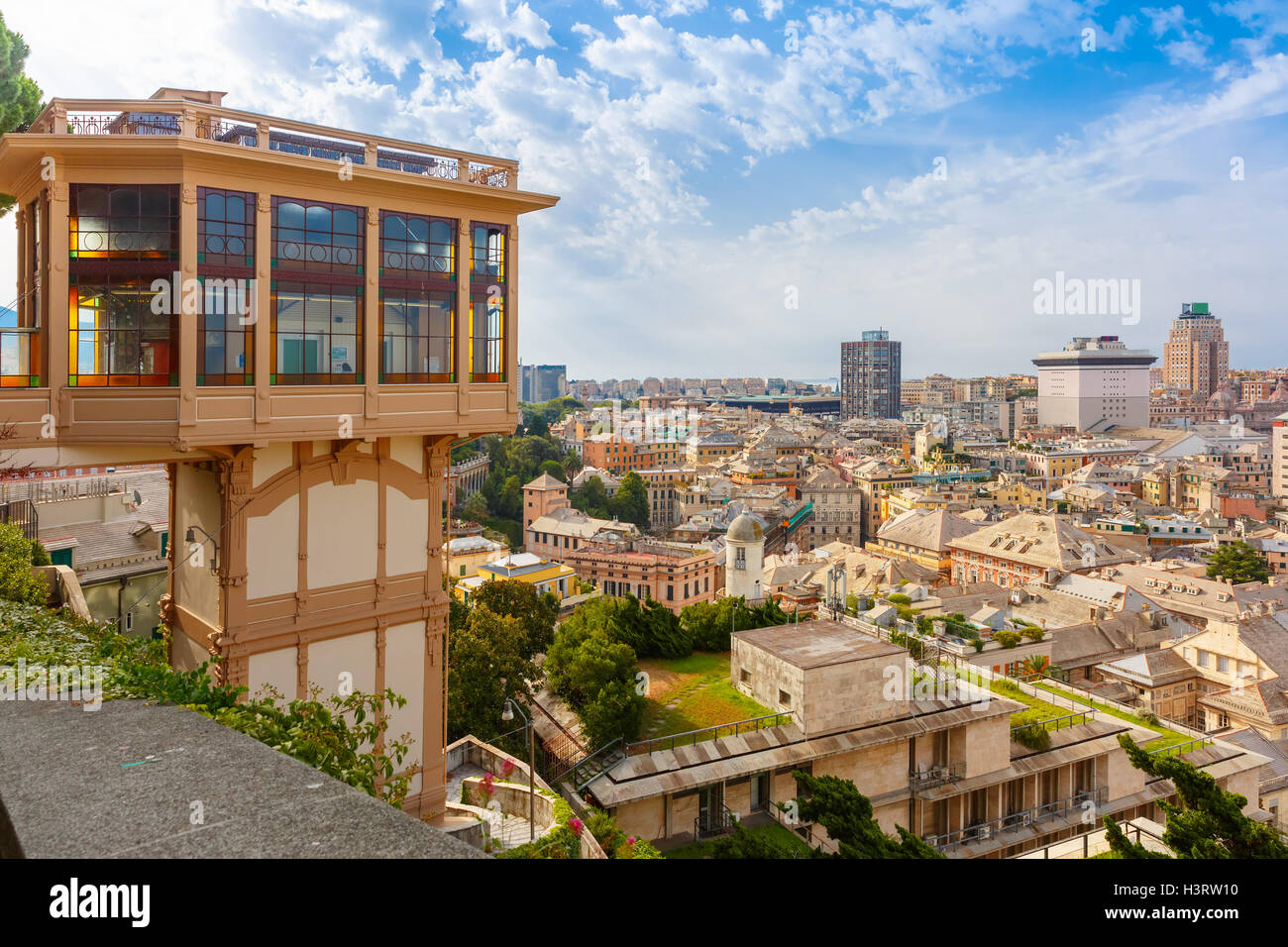 Aufzug Castelletto in Genua, Italien. Stockfoto