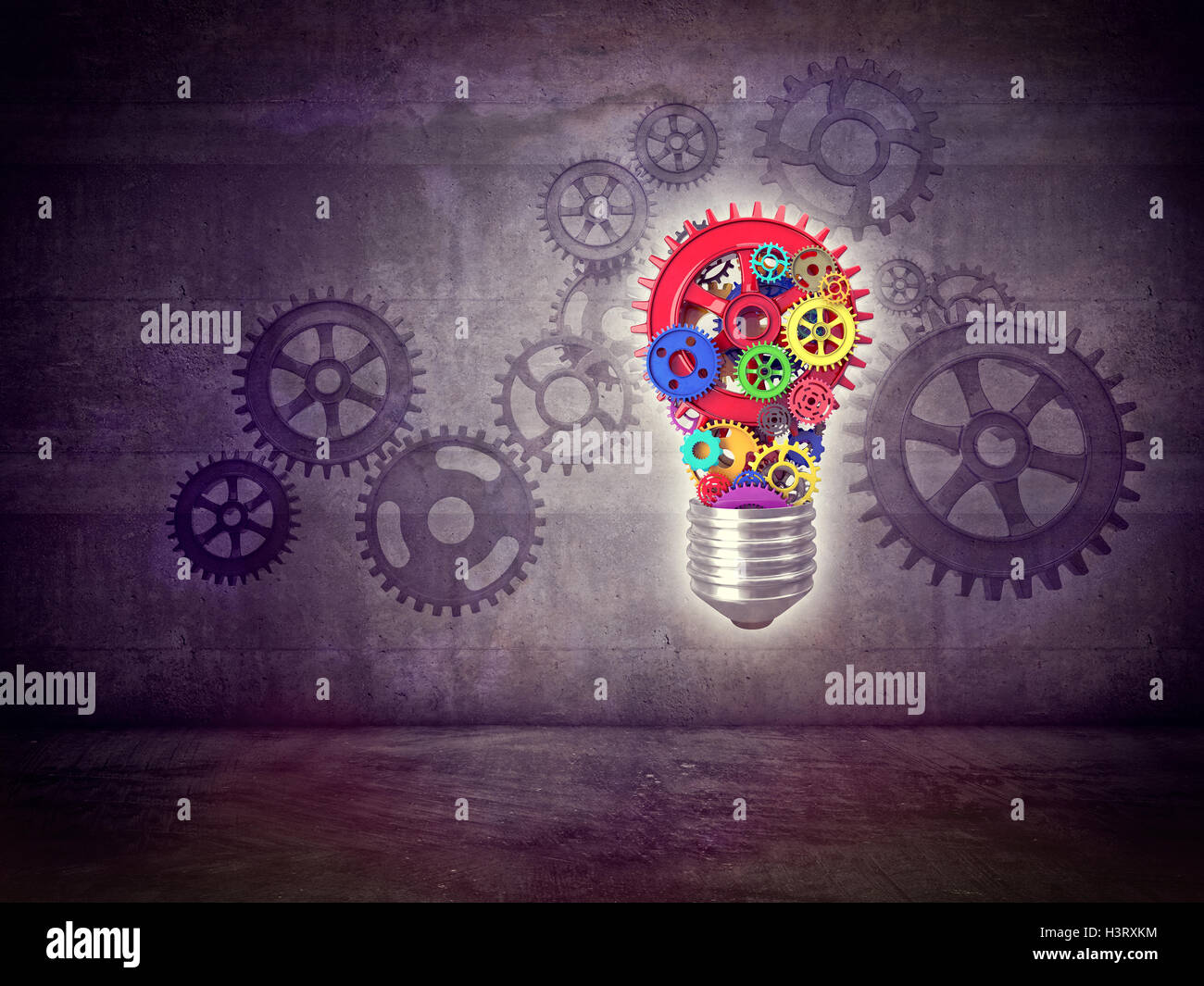 3D-Rendering Getriebe Lampe Konzept Maschine Stockfoto