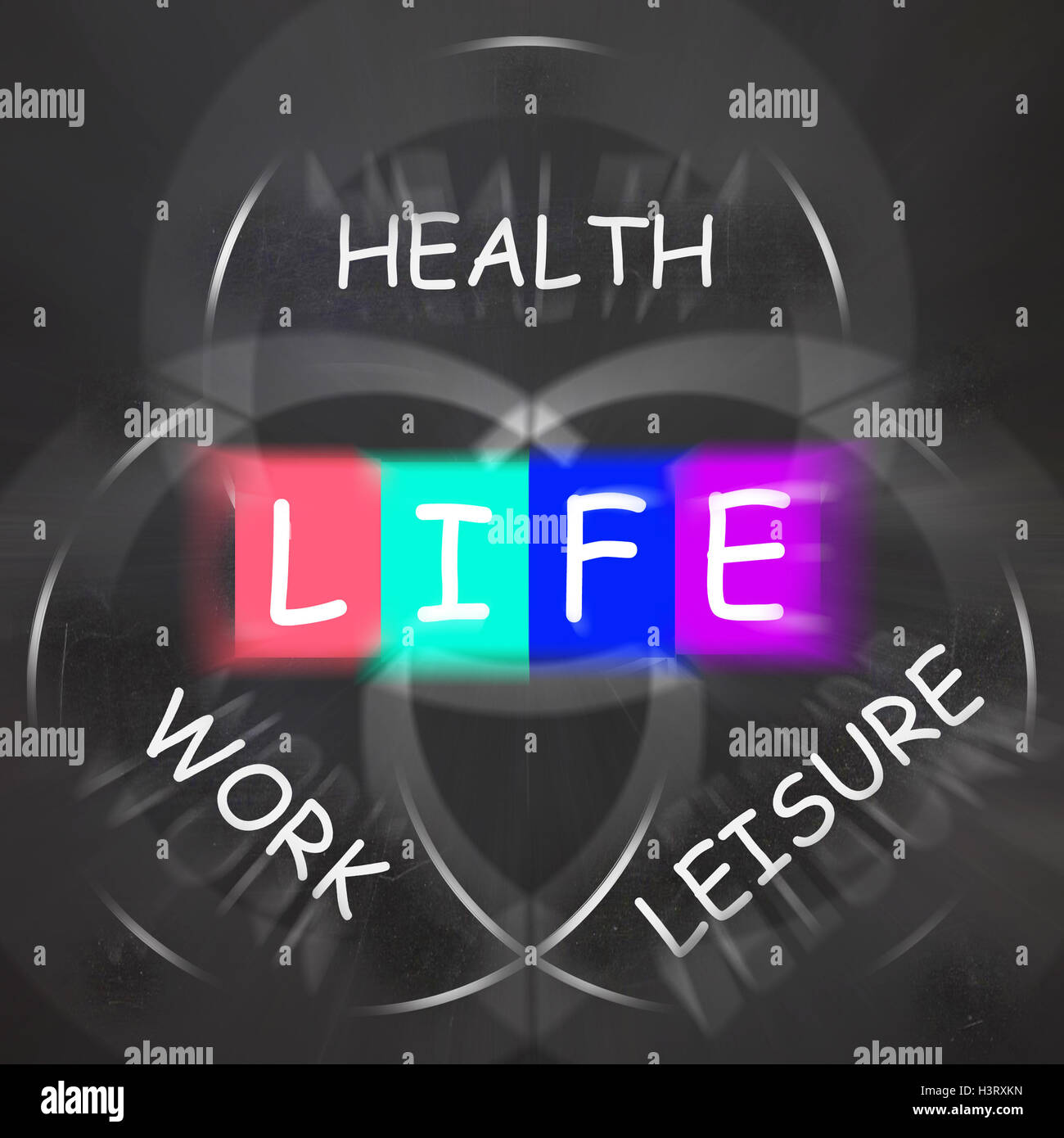 Balance Leben zeigt Gesundheit Freizeit und Arbeit Stockfoto