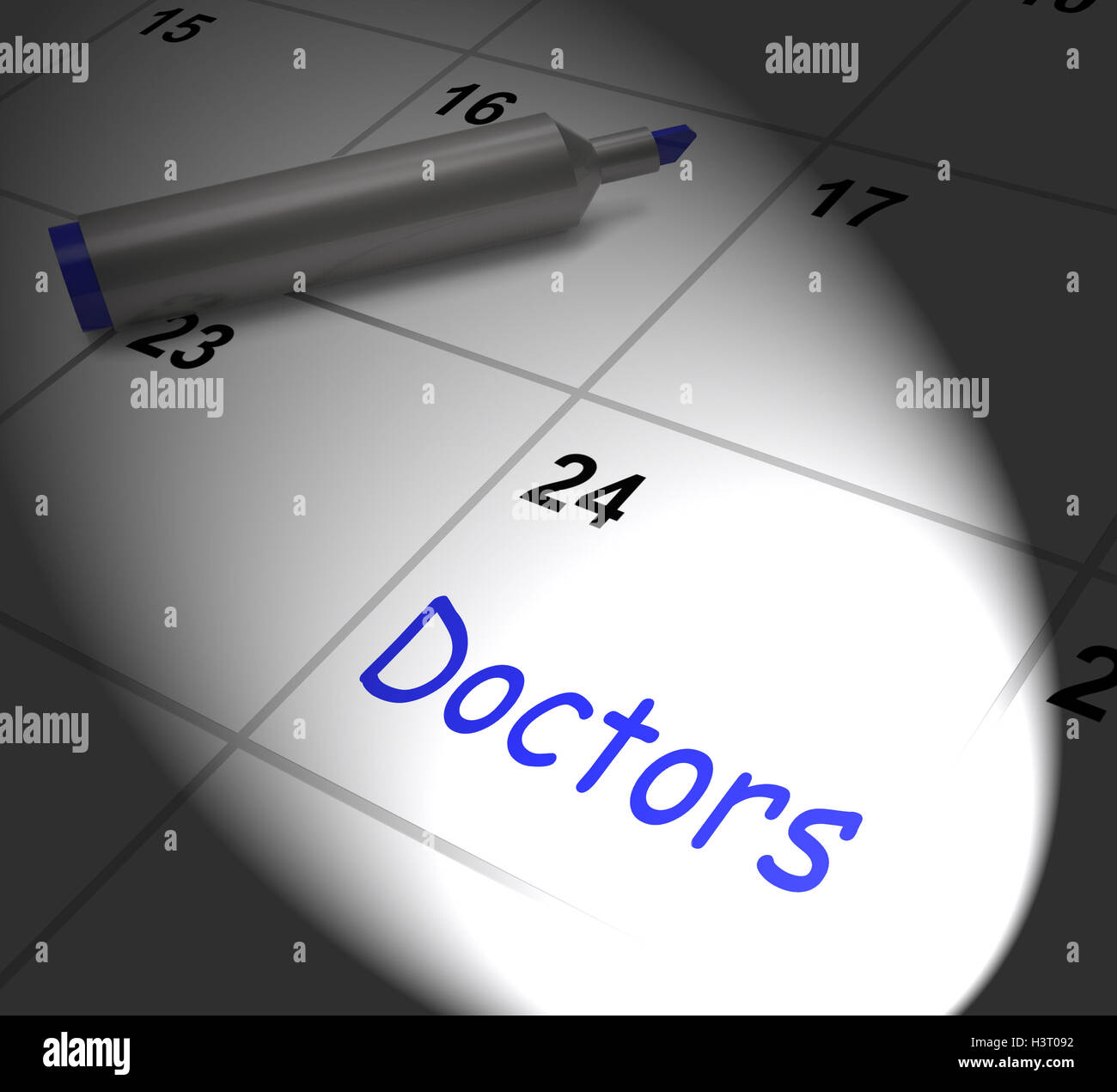Ärzte-Kalender zeigt medizinische Beratung und Rezepte Stockfoto