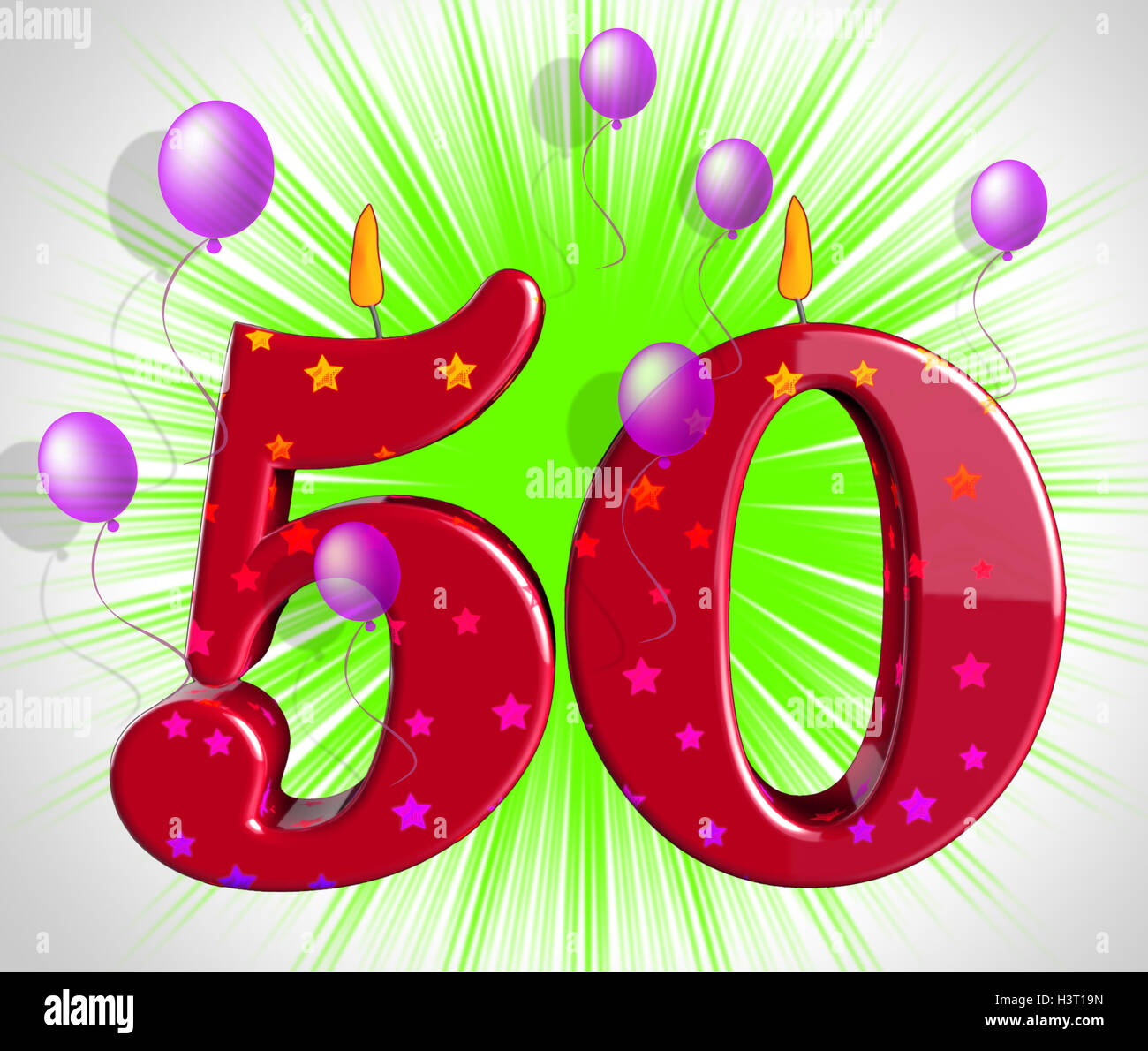 Nummer 50 Party Show fünfzigsten Geburtstagskerzen oder Feier Stockfoto