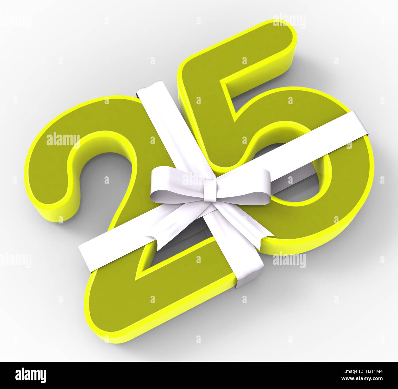 Nummer 25 mit Multifunktionsleiste anzeigen fünfundzwanzigsten Geburtstag oder Stockfoto