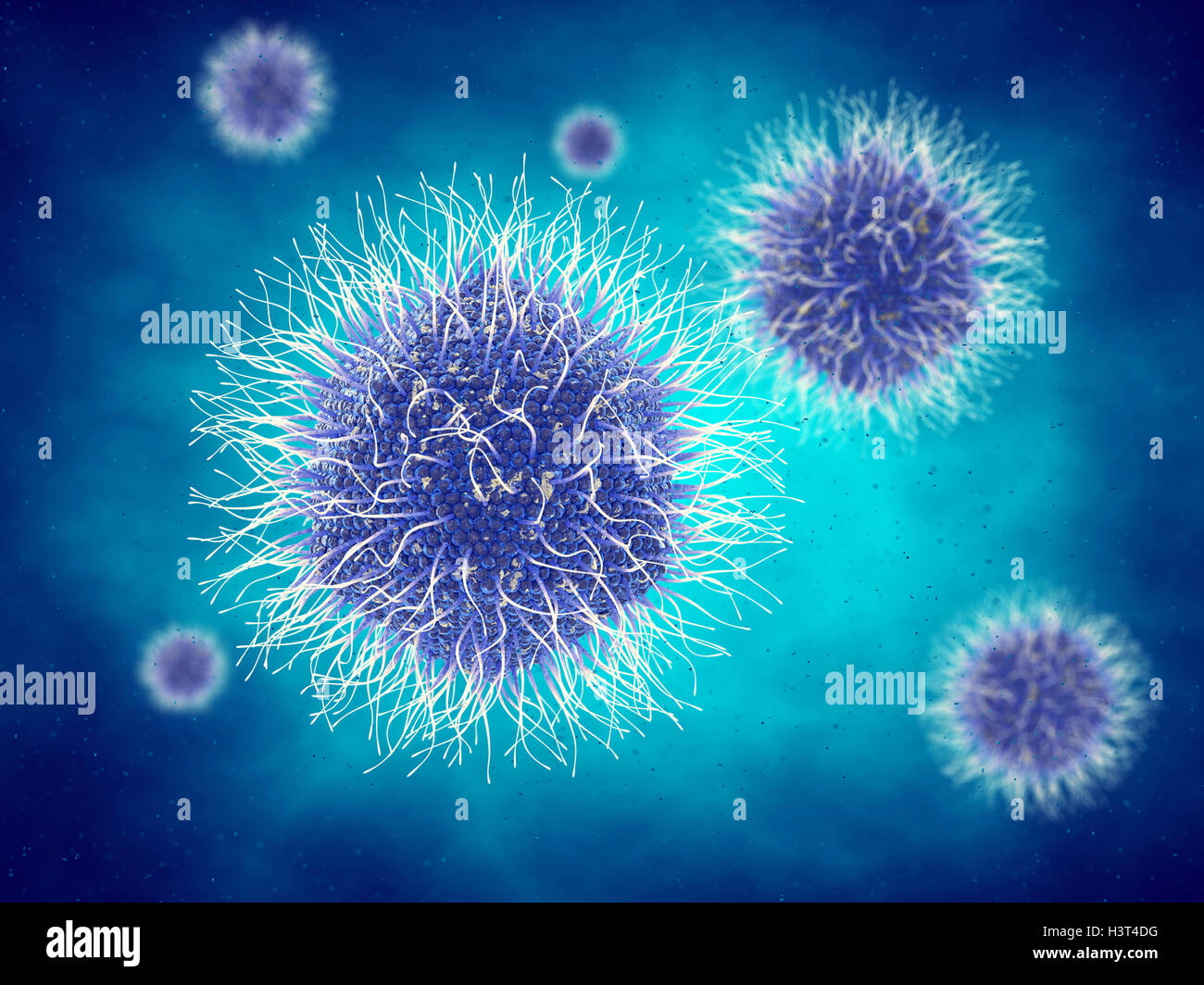 Viren in infizierten Organismus, Viruserkrankung, Keim Infektionen, Mimivirus Stockfoto