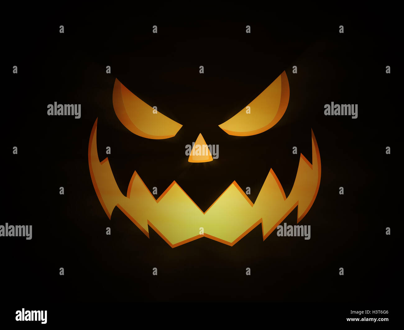 Halloween Nacht Beangstigend Und Bose Jack O Lantern Kurbis Mit Gluhenden Augen Und Licht Aus Mit Lichtstrahlen Und Spoo Stockfotografie Alamy