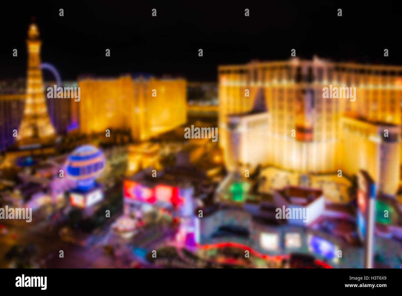 Defokussierten Unschärfe von Las Vegas in der Nacht mit Lichtern und Resort Casino Stockfoto