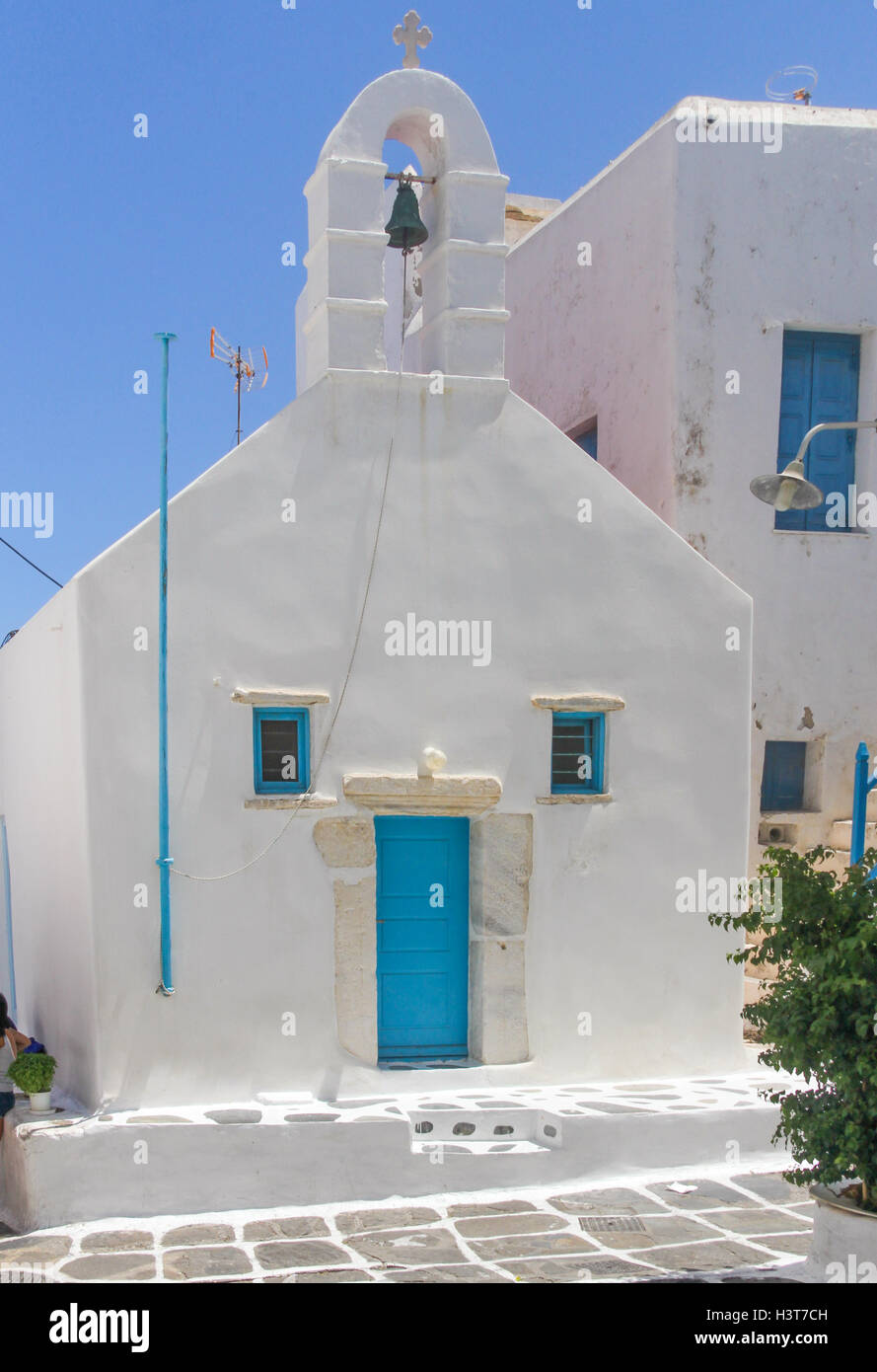Eine kleine Kirche in Chora, Mykonos, Griechenland Stockfoto