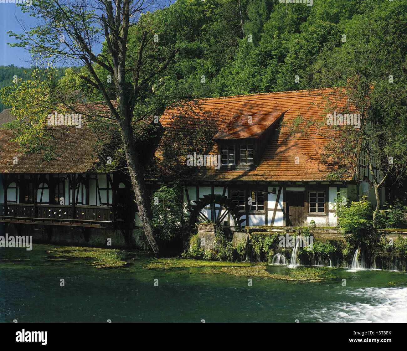 Deutschland Baden Wurttemberg Blau Topf Mit Blaubeuren Muhle