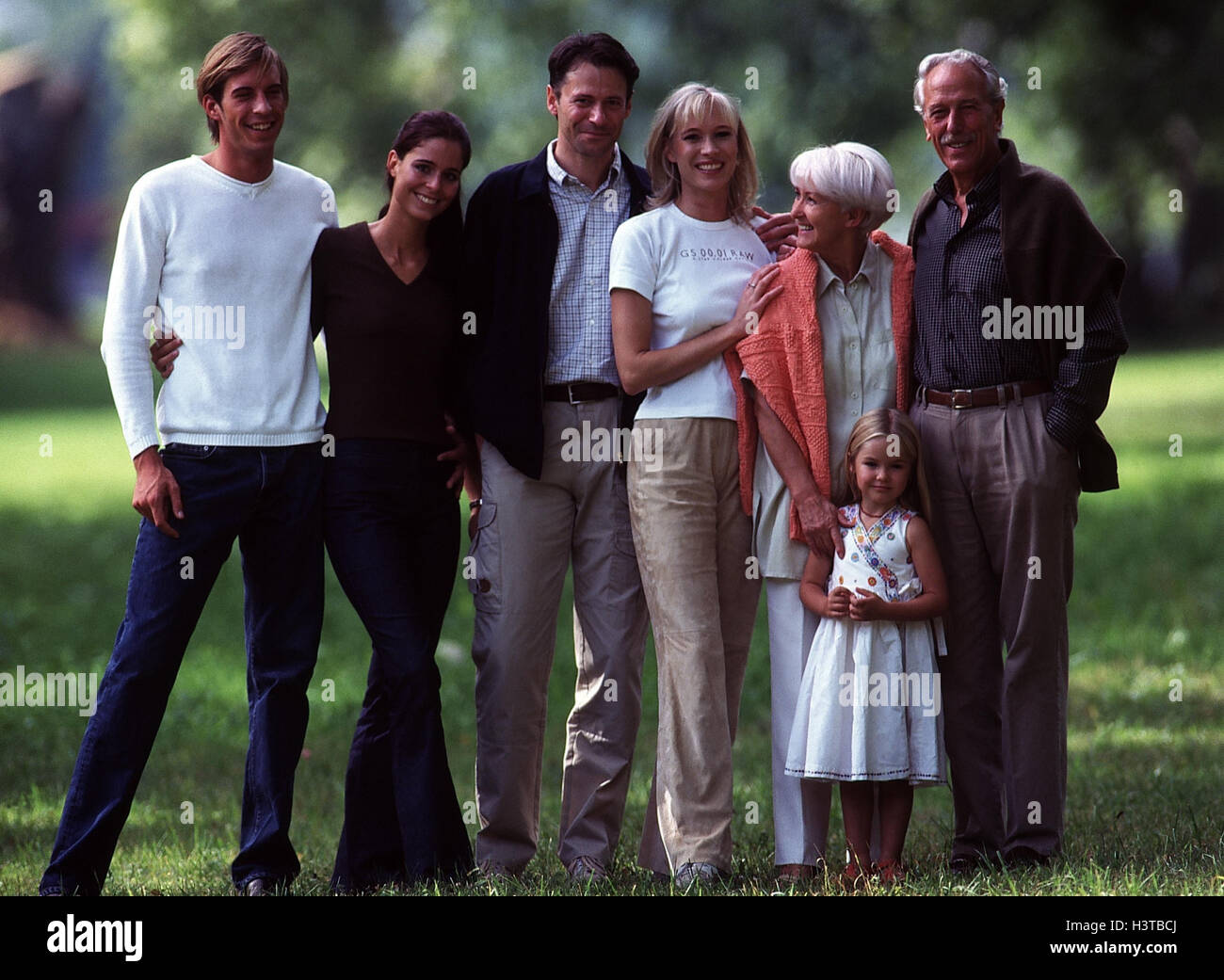 Park, große Familie, Generationen, vier, Gruppenfoto, Familie