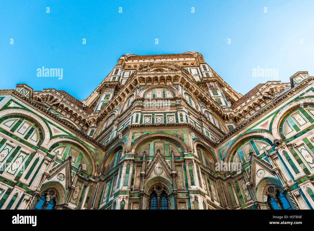 Fassade des farbigen Marmor, Dom von Florenz, Dom Santa Maria del Fiore, Florenz, Toskana, Italien Stockfoto