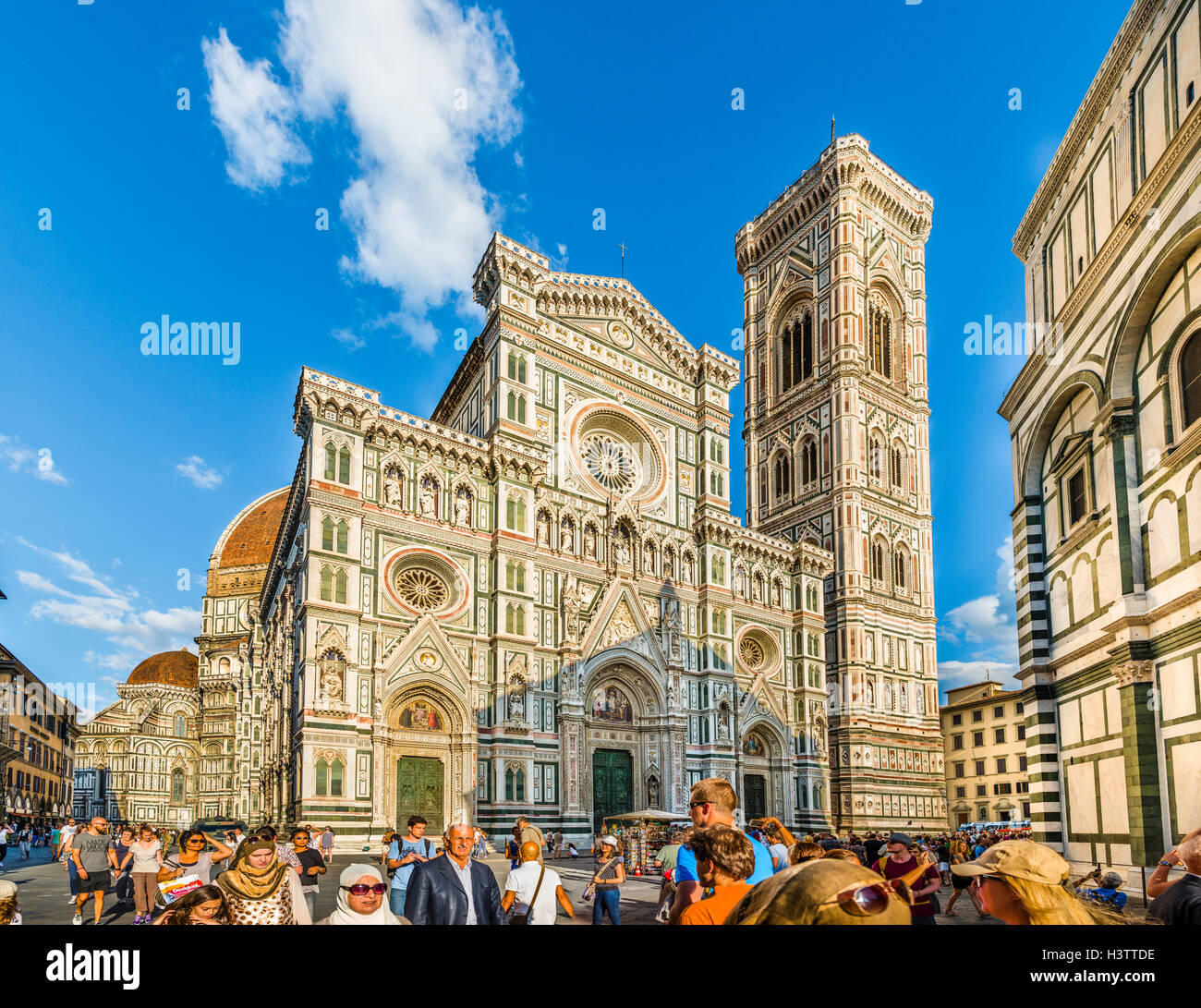 Kathedrale von Florenz, Dom Santa Maria del Fiore mit Glockenturm Campanile, Florenz, Toskana, Italien Stockfoto
