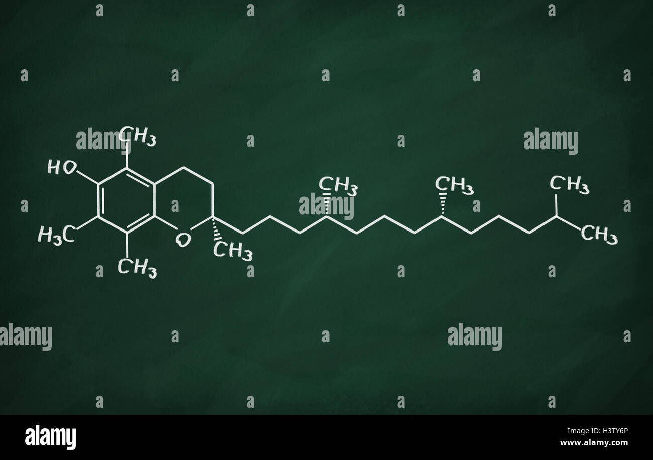 Strukturmodell des Vitamin E (Tocopherol) an die Tafel. Stockfoto