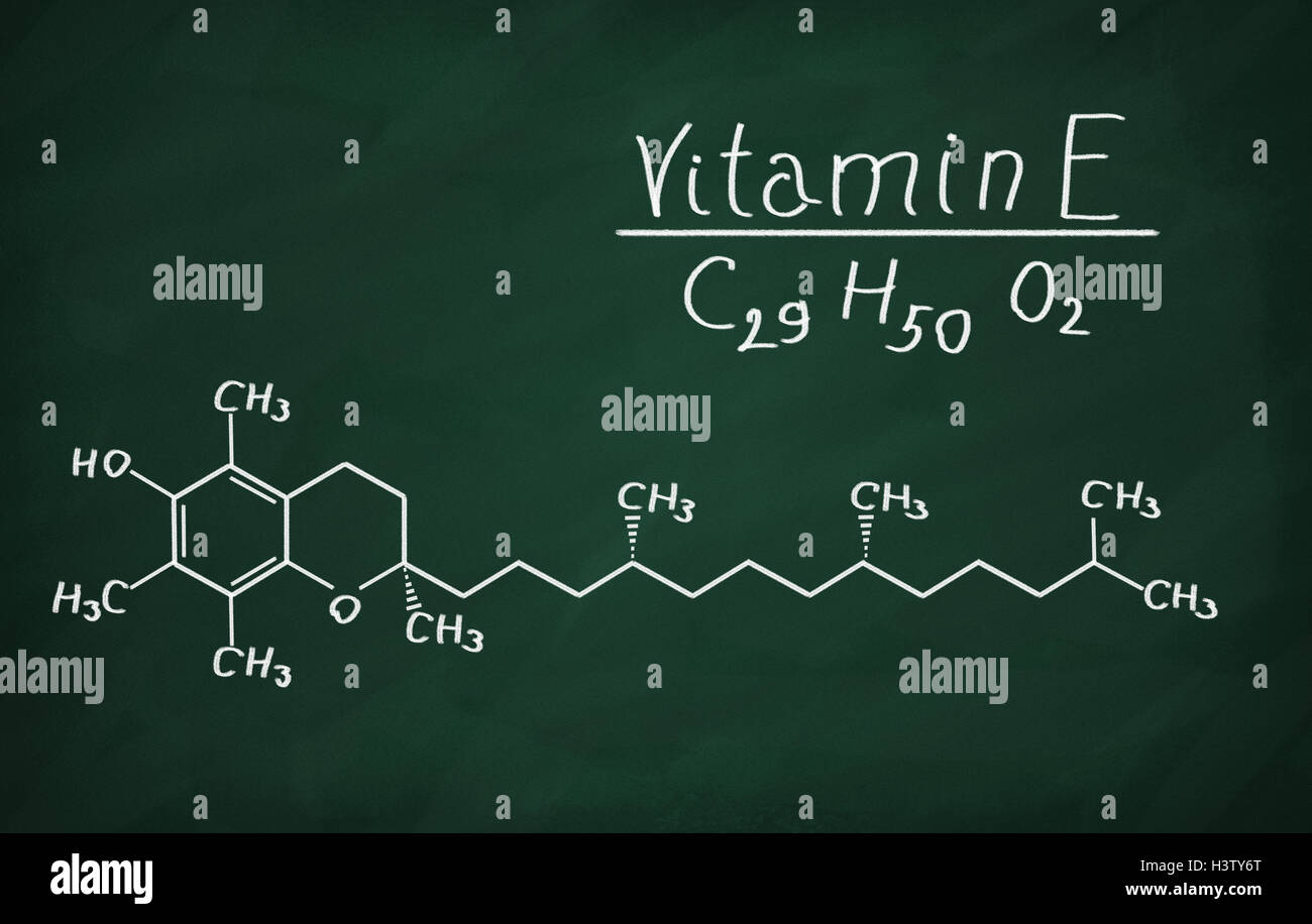 Strukturmodell des Vitamin E (Tocopherol) an die Tafel. Stockfoto
