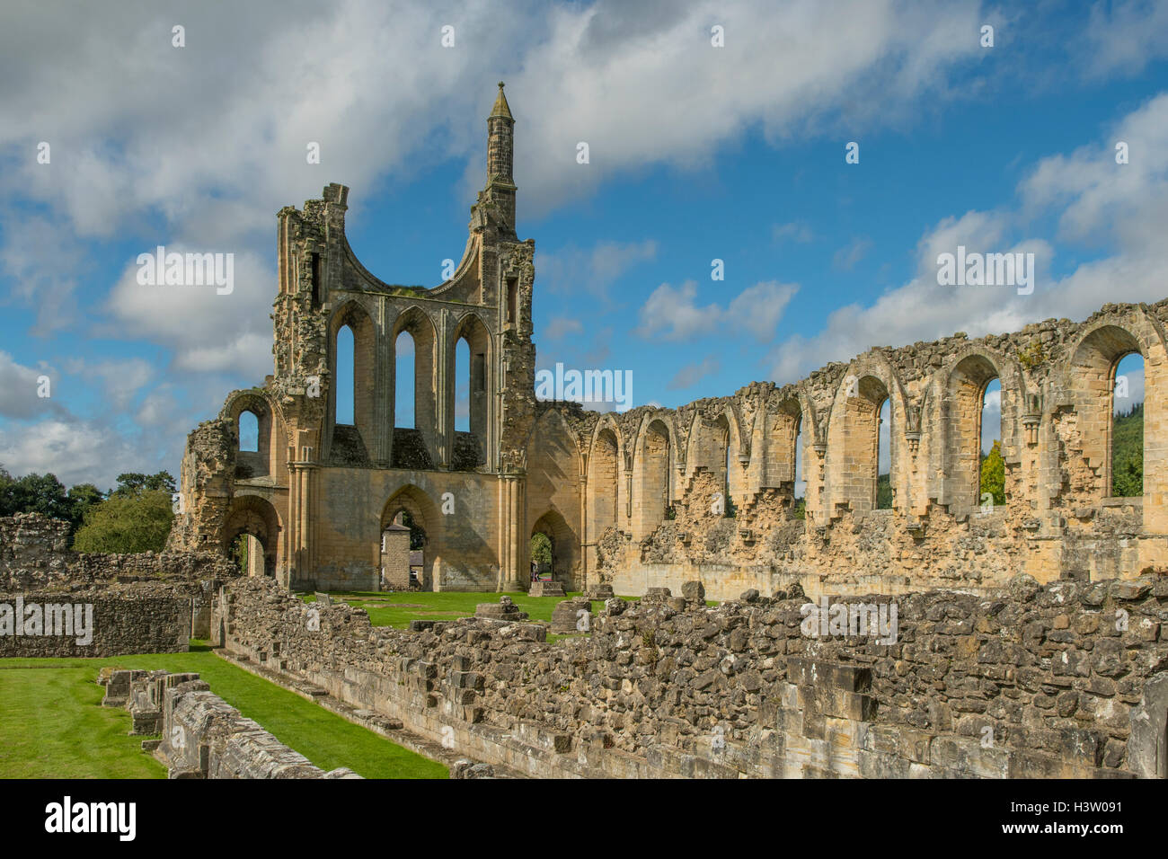 Ruinen der Abtei von Bylands, Coxwold, Yorkshire, England Stockfoto