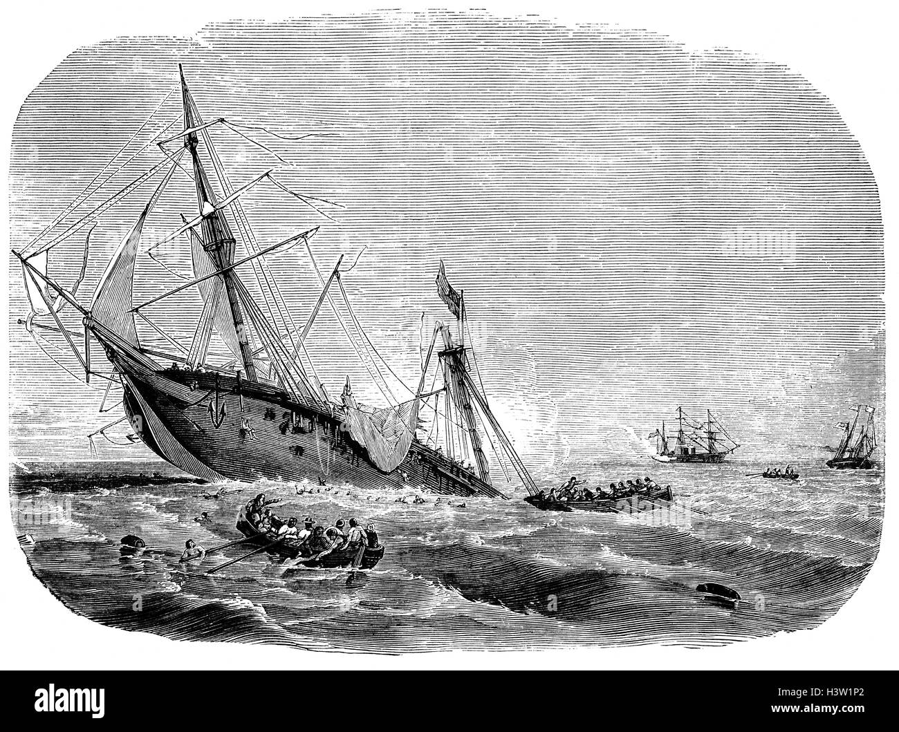 In der Schlacht von Cherbourg, die Konföderierten Hilfskreuzer CSS Alabama, sank nach einem Kampf mit der USS Kearsarge, ein Mohican-Klasse Sloop des Krieges, im Jahre 1863 während des amerikanischen Bürgerkriegs. Stockfoto