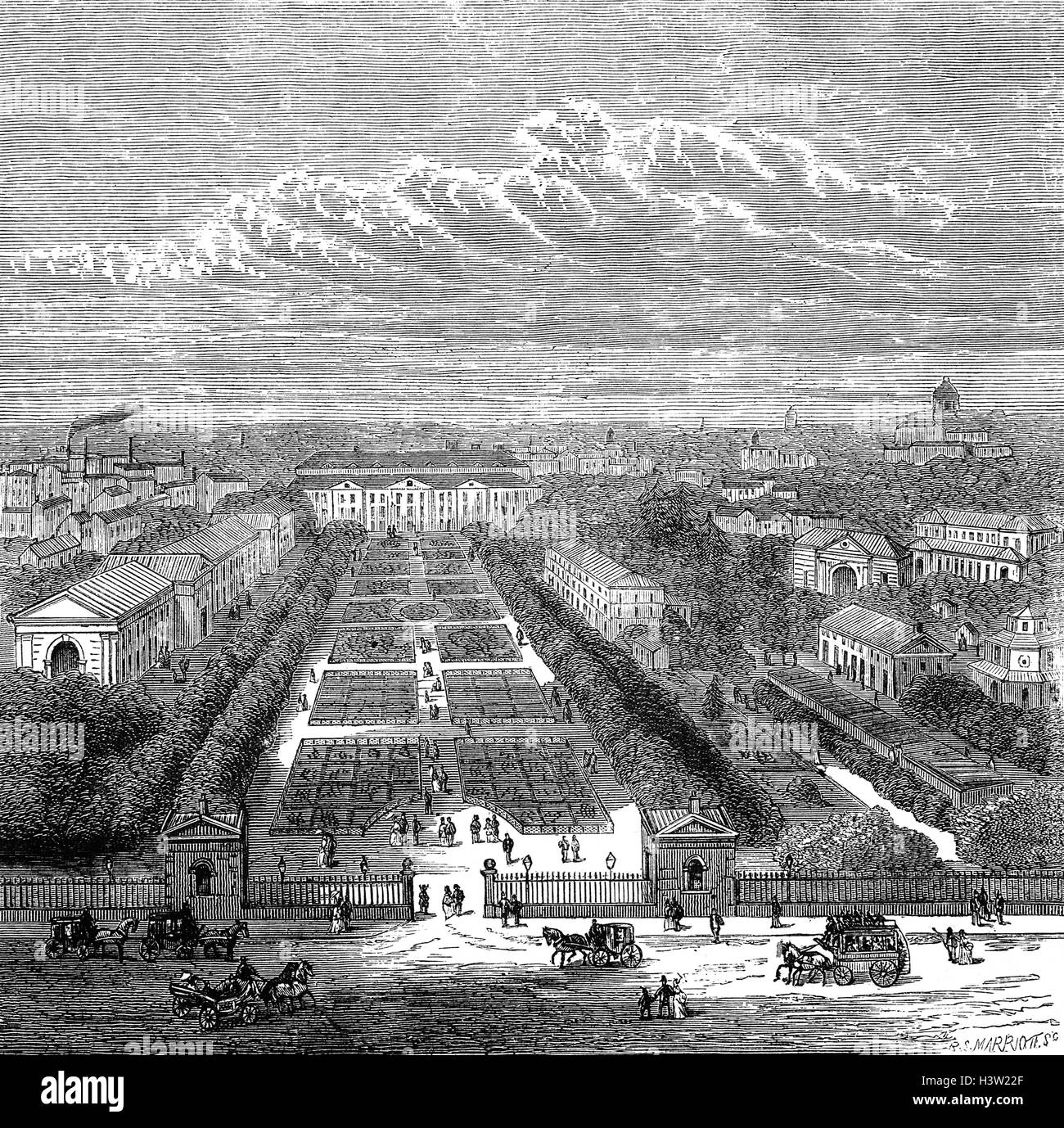 Der Jardin des Plantes (Französisch: Garten Pflanzen) ist der größte Botanische Garten in Frankreich. Es ist eines der sieben Departemente der durchqueren national d ' histoire Naturelle und liegt im 5ème Arrondissement, Paris, am linken Ufer der Seine Stockfoto