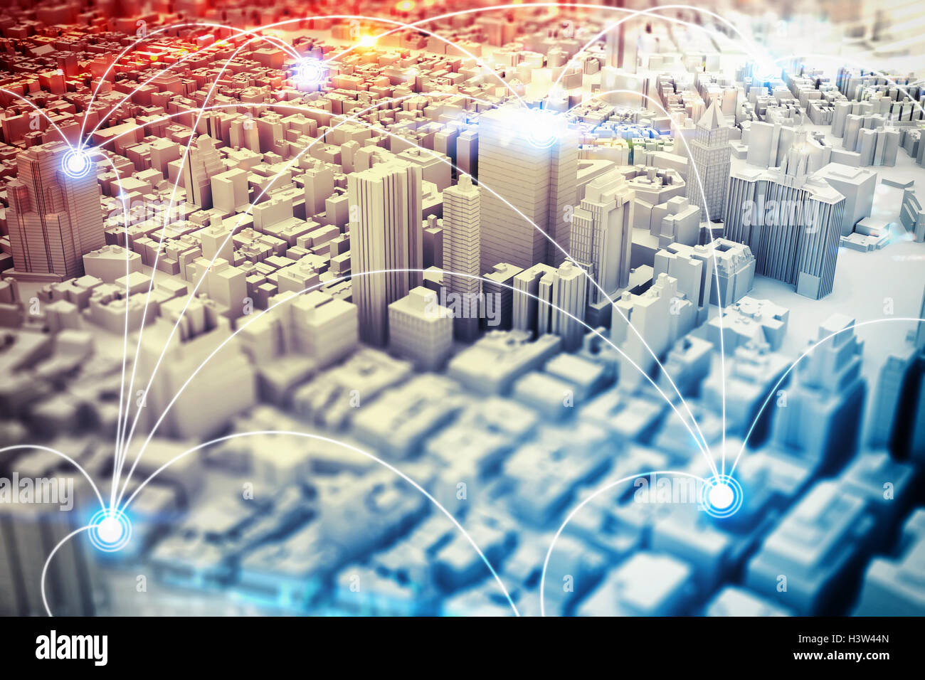 Futuristische Stadt Vision. 3D Rendering Stockfoto