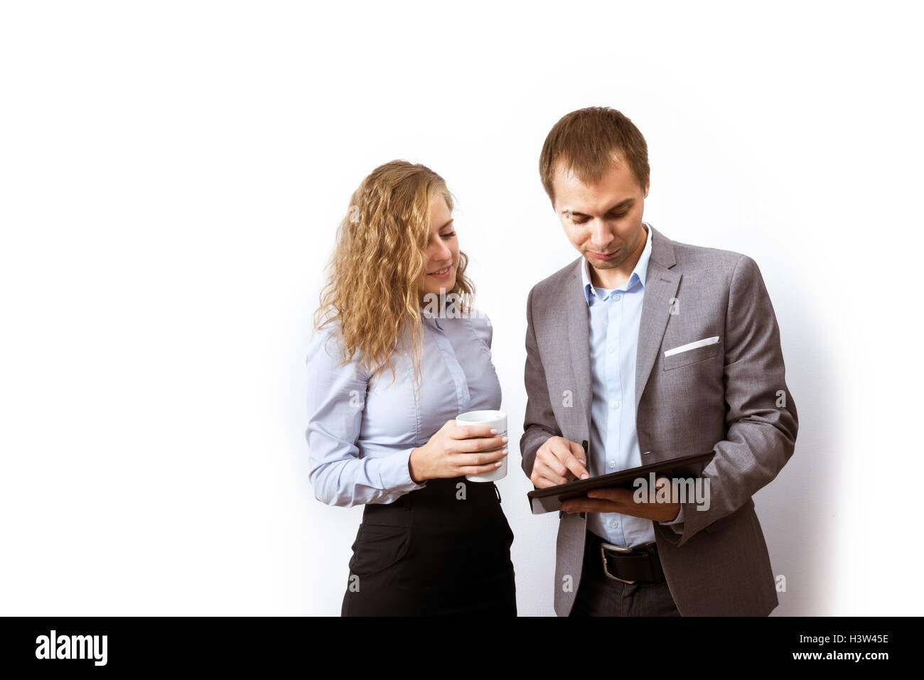 Business-Mann und Frau im Gespräch Stockfoto