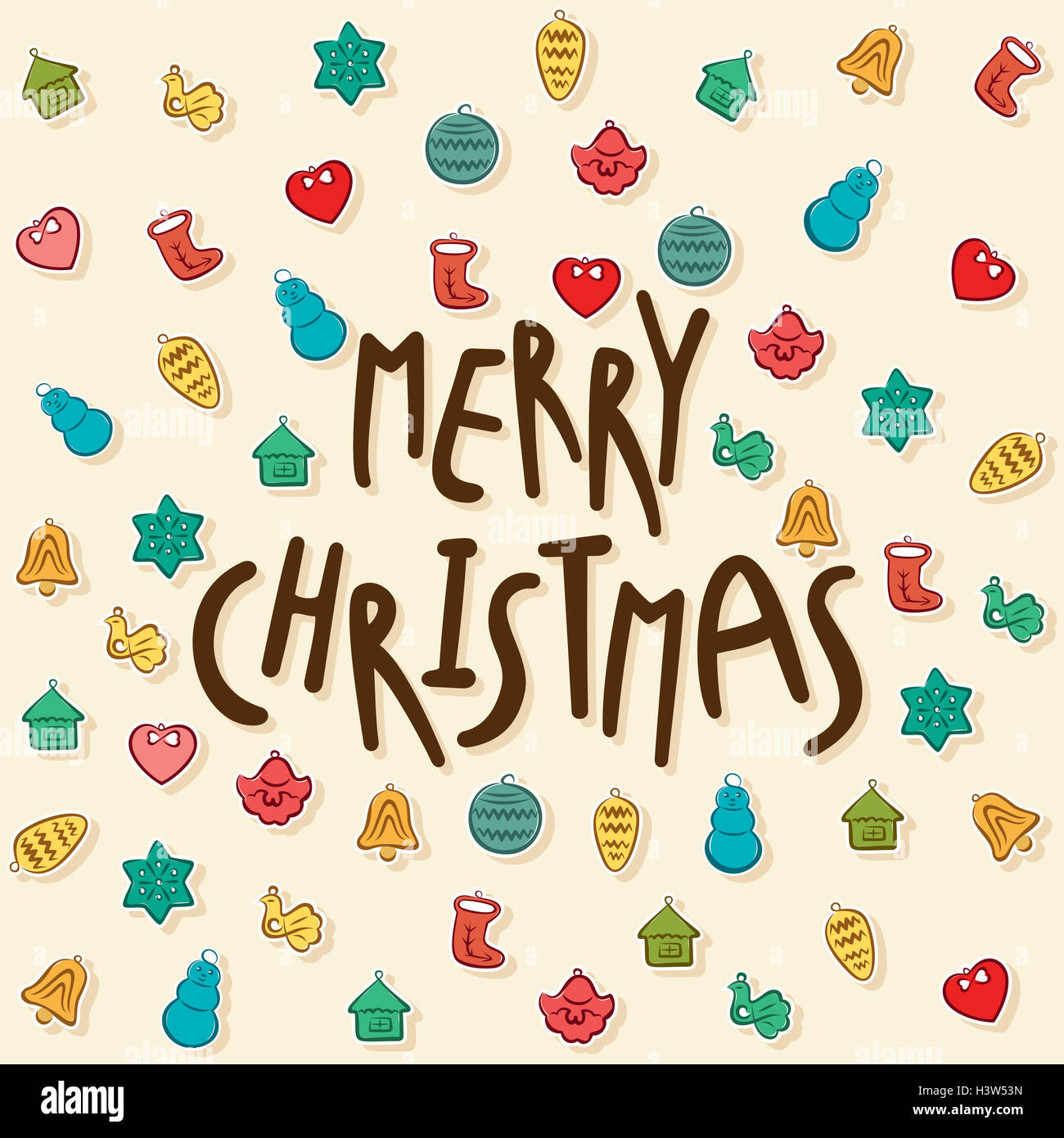 Frohe Weihnachten Kreativfestival Gruß Design mit Weihnachten Objekt Vektor Stockfoto