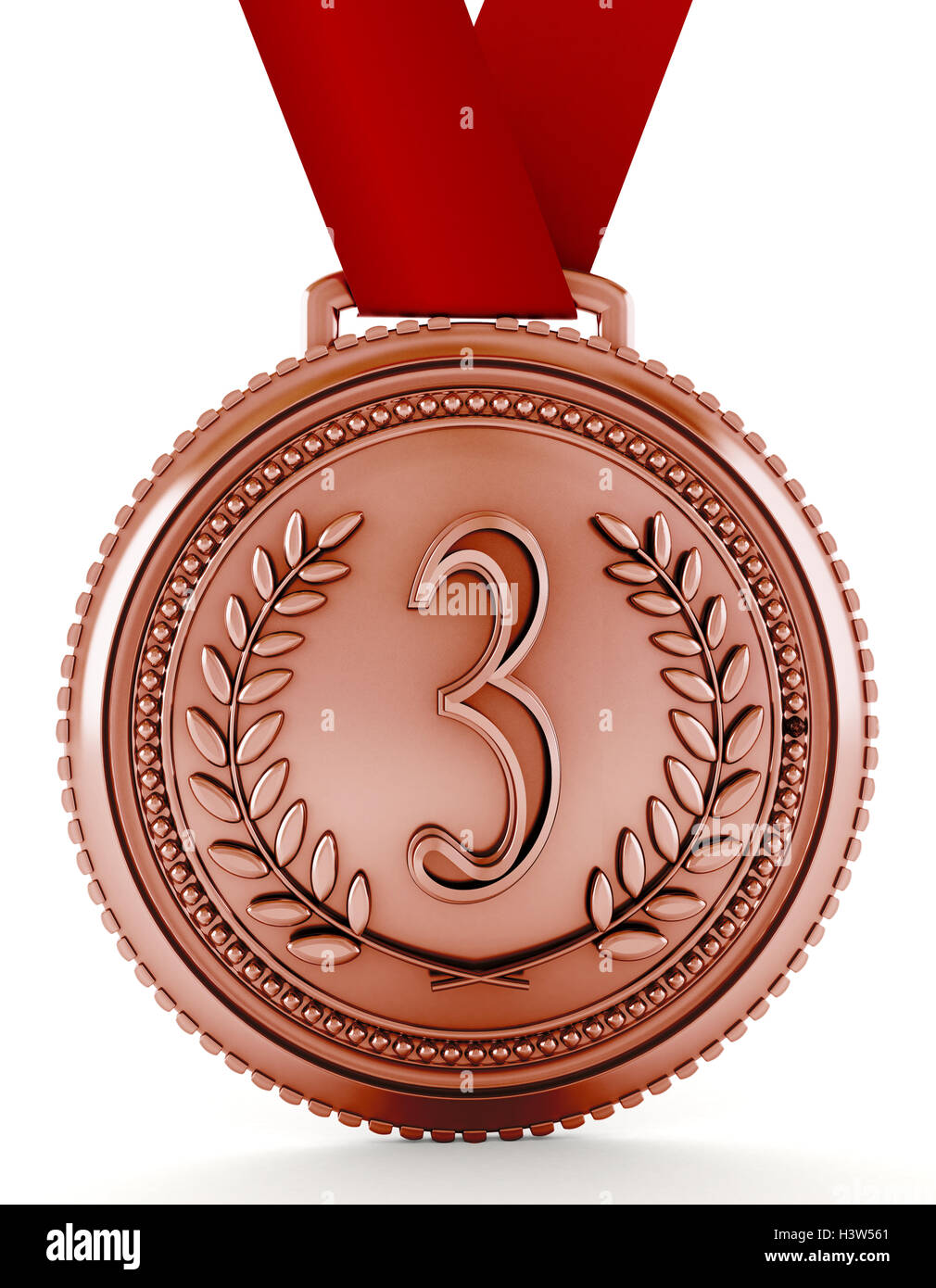 Bronze-Medaille mit Platz drei. 3D Illustration Stockfotografie - Alamy