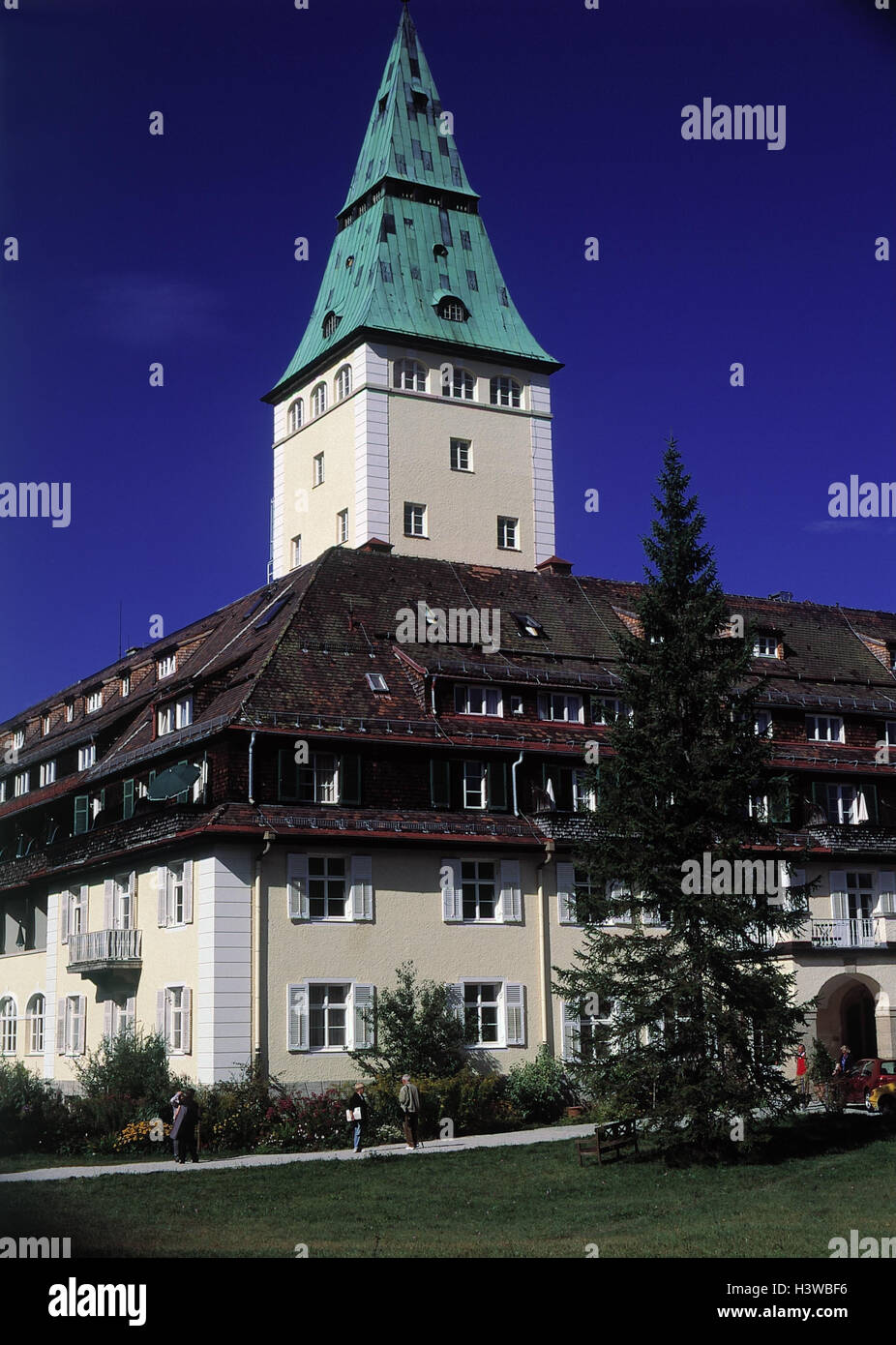 Deutschland, Oberbayern, Werdenfelser, Schloss Elmau-Tourismus, Urlaub, Schlosshotel, Hotel, Veranstaltungen, Kultur, in der Nähe, Stockfoto