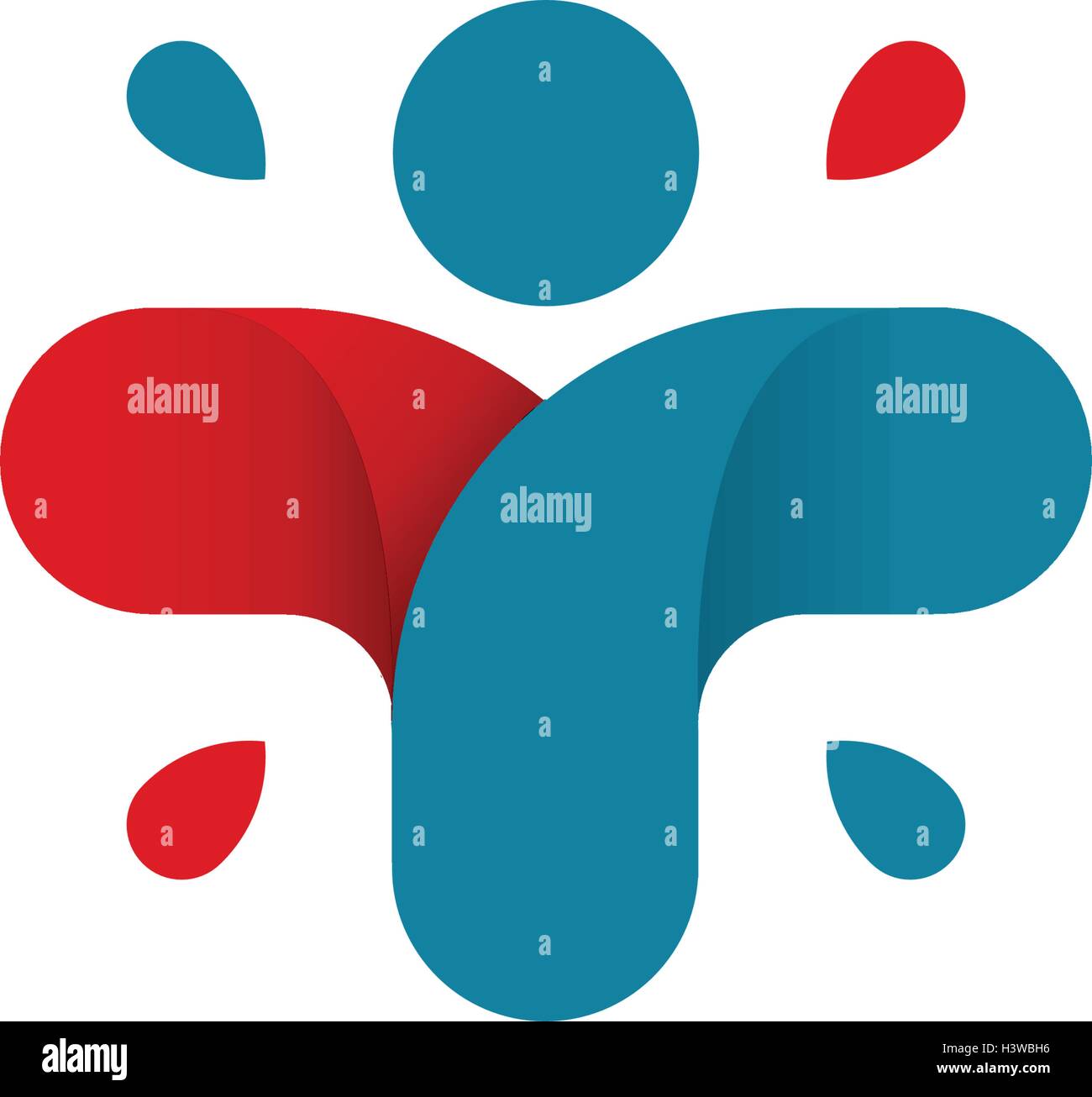 Isolierte abstrakt bunt Kreuz Logo. Menschliche Silhouette Schriftzug. Medizinische-Symbol. Religiöses Zeichen. Gesundheitswesen-Symbol. Krankenhaus, Klinik, Arzt-Emblem. Vektor-Illustration. Stock Vektor