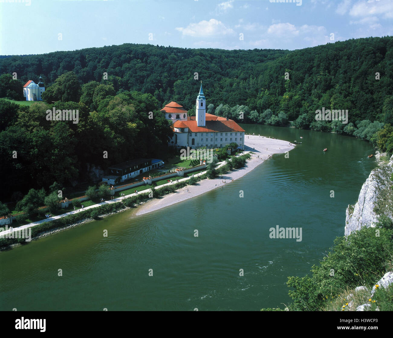 Deutschland, Niederbayern, der Donau, Kloster Schloss der Welt, Franken, nahe Danube Durchbruch, Spätbarock, Kloster, Schloss der Welt, kehligen Haus, Fluss, Sehenswürdigkeit, Donau Stockfoto